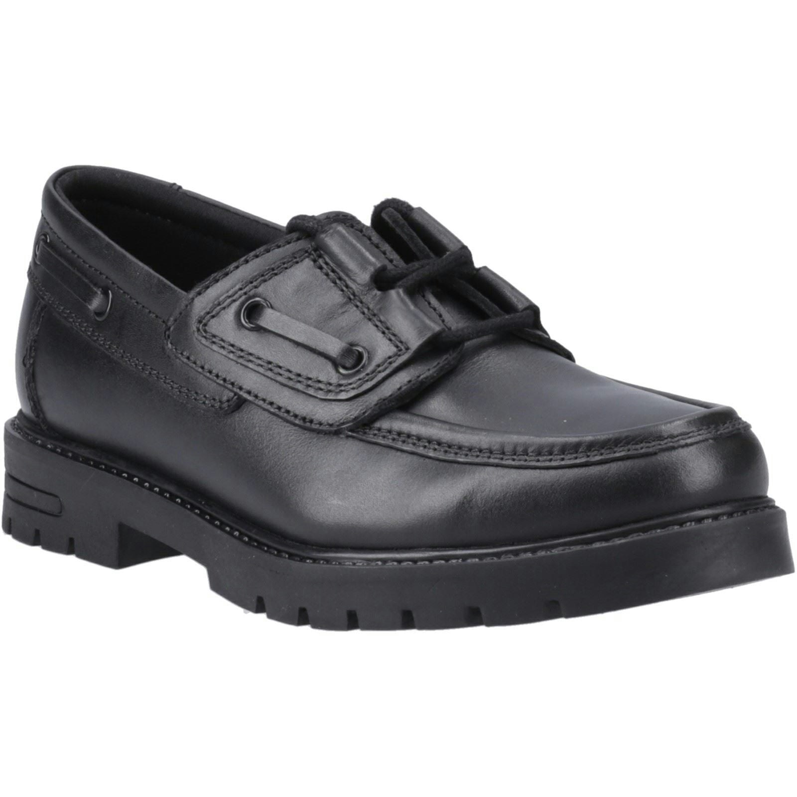 Hush Puppies Girls Black Lucy Leather 'S Boat Shoes - Size 6
