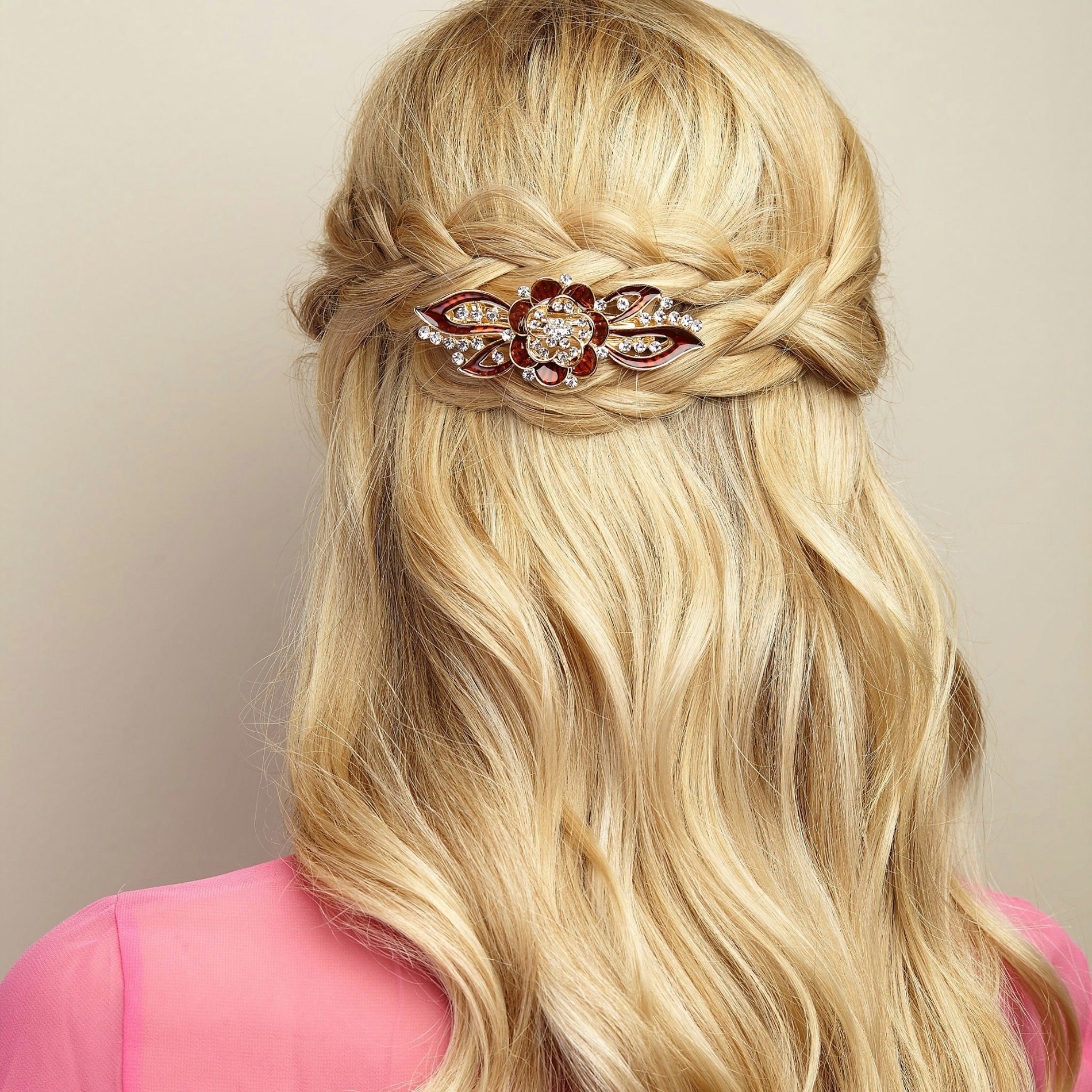 Queenmee Accessories Brown Flower Hair Clip In Enamel
