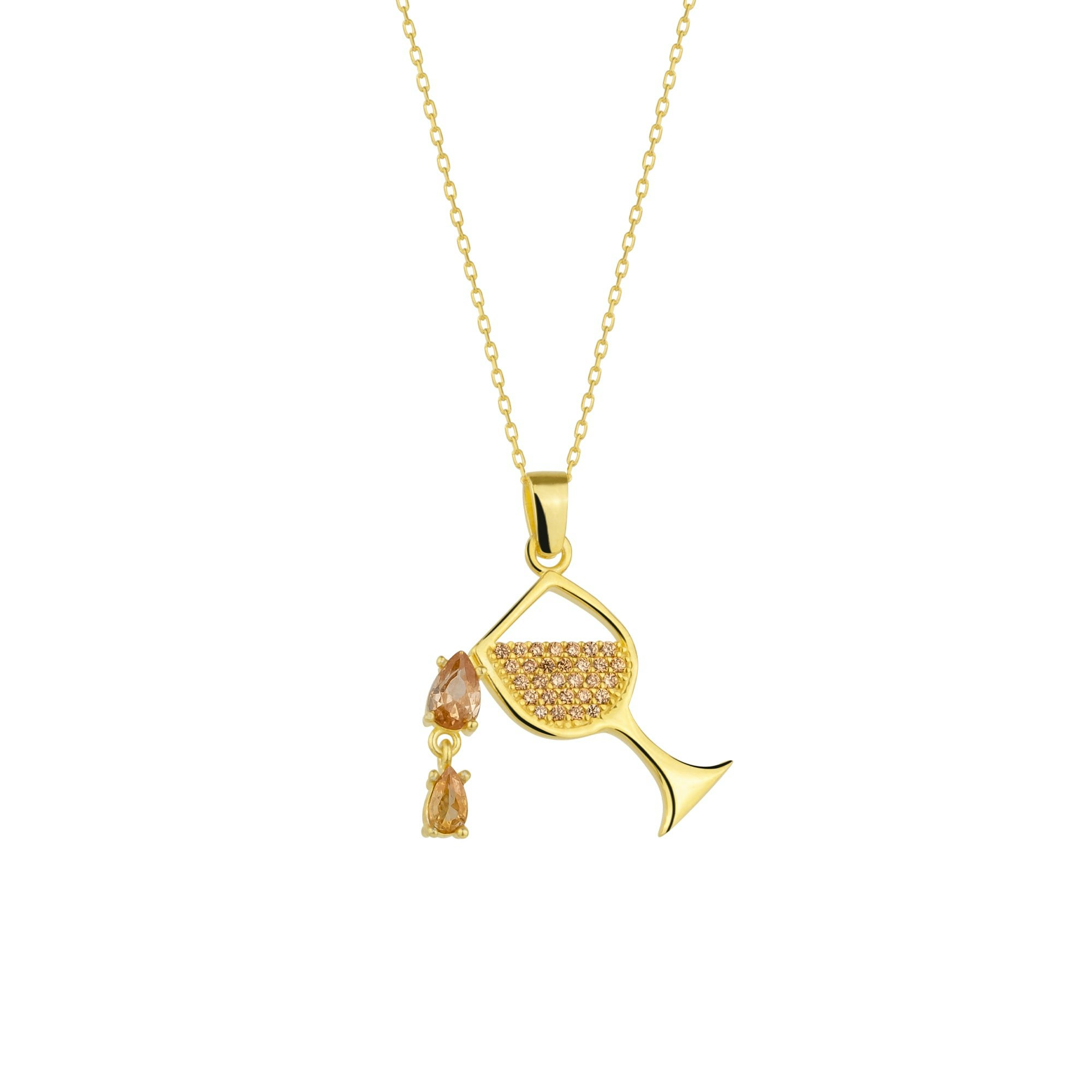 Spero London White/Silver/Gold Wine Glass Sterling Necklace