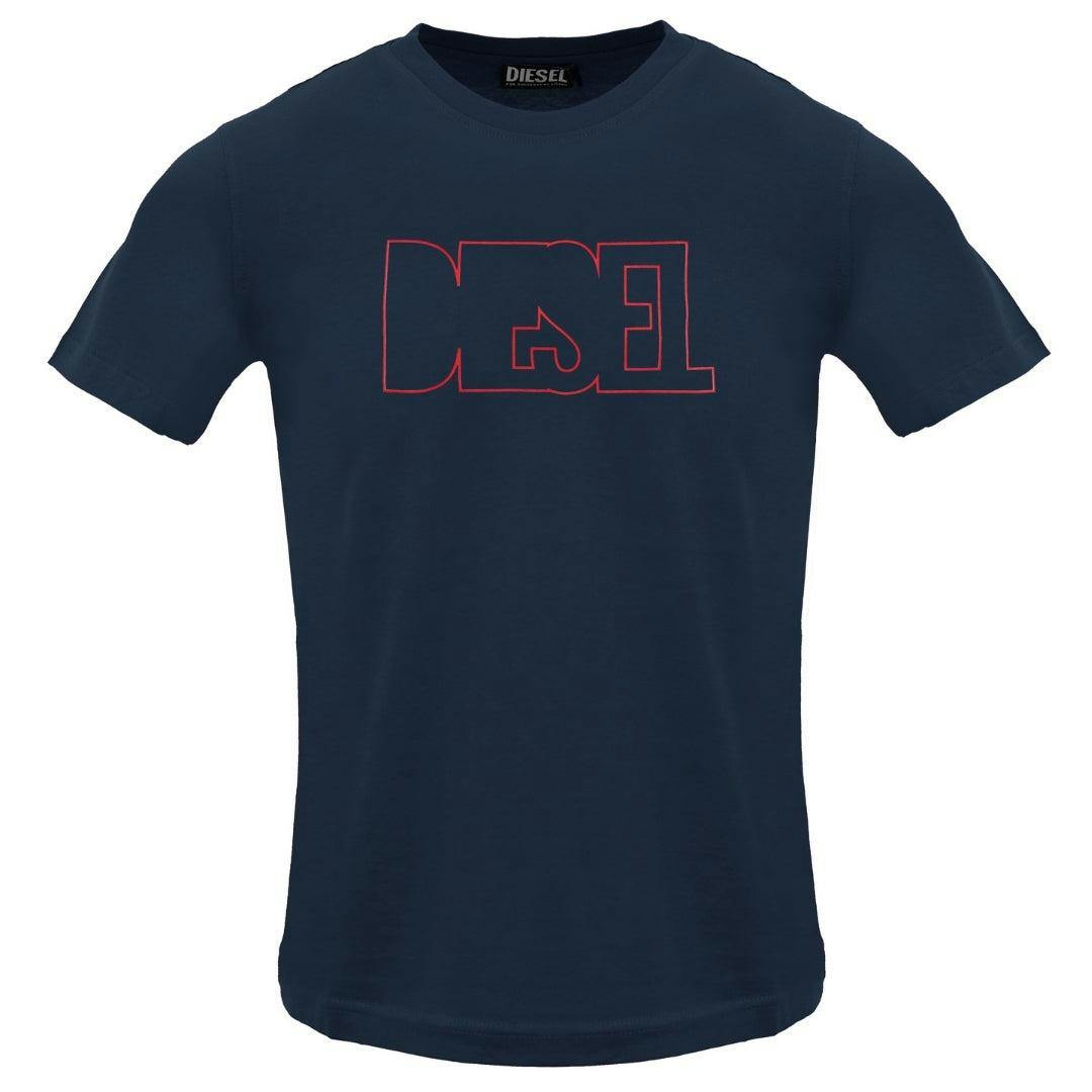 Diesel Men's Logo Outline T-Shirt - Total Eclipse - Xxl - Total Eclipse - 100% Cotton