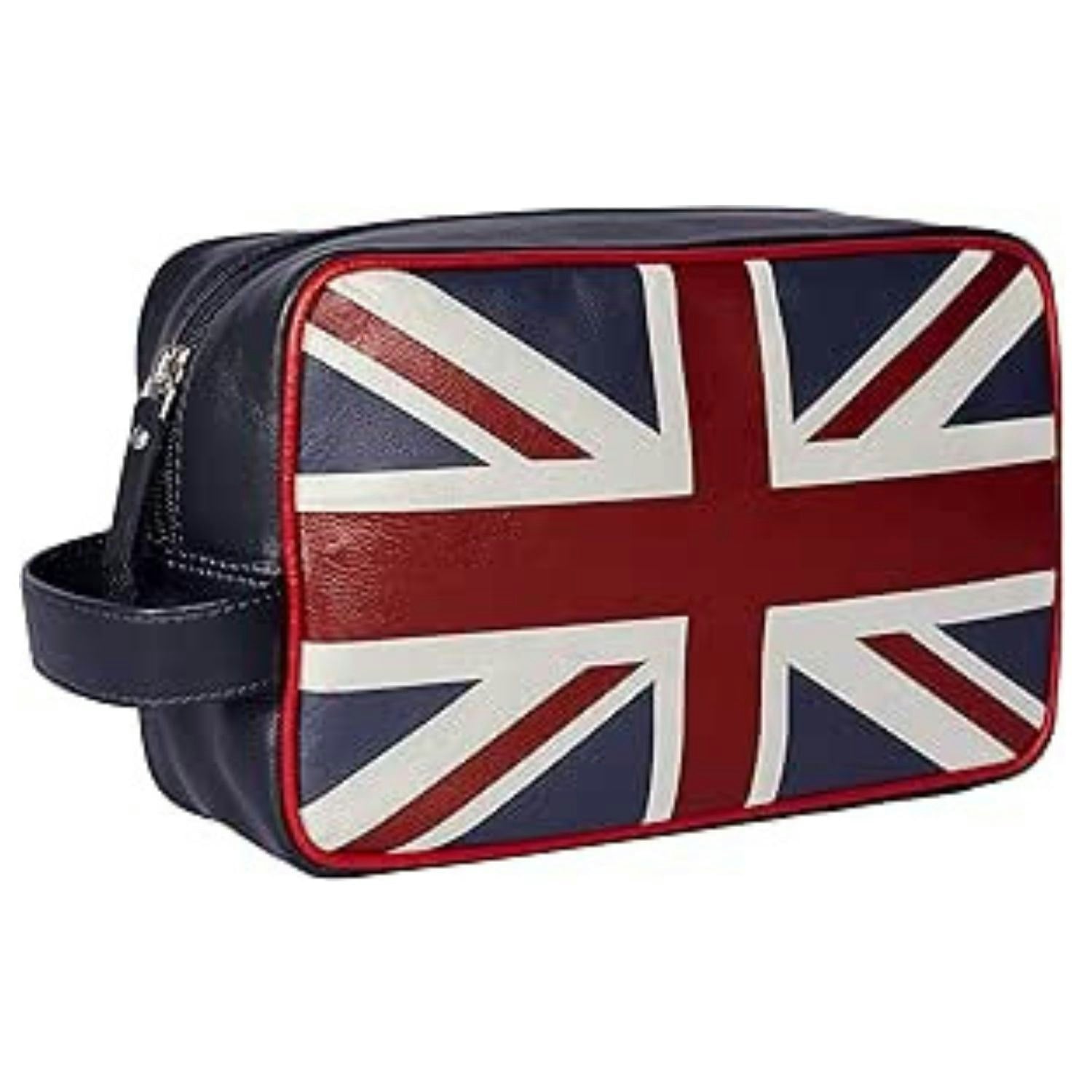 Mala Leather Union Jack Washbag Leather Toiletry Bag - Navy