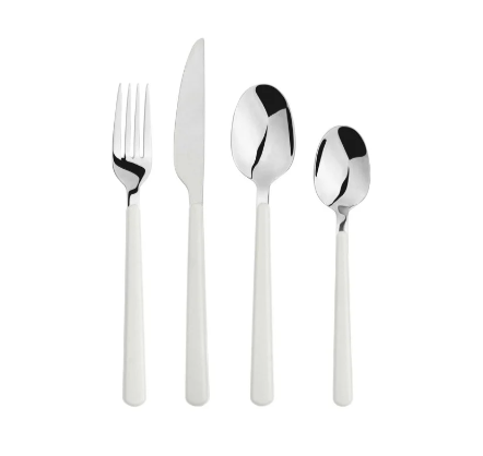 Glim & Glam White Cutlery Sets Stainless Steel Handle 24Pc Set - Stainless Steel/Abs Small