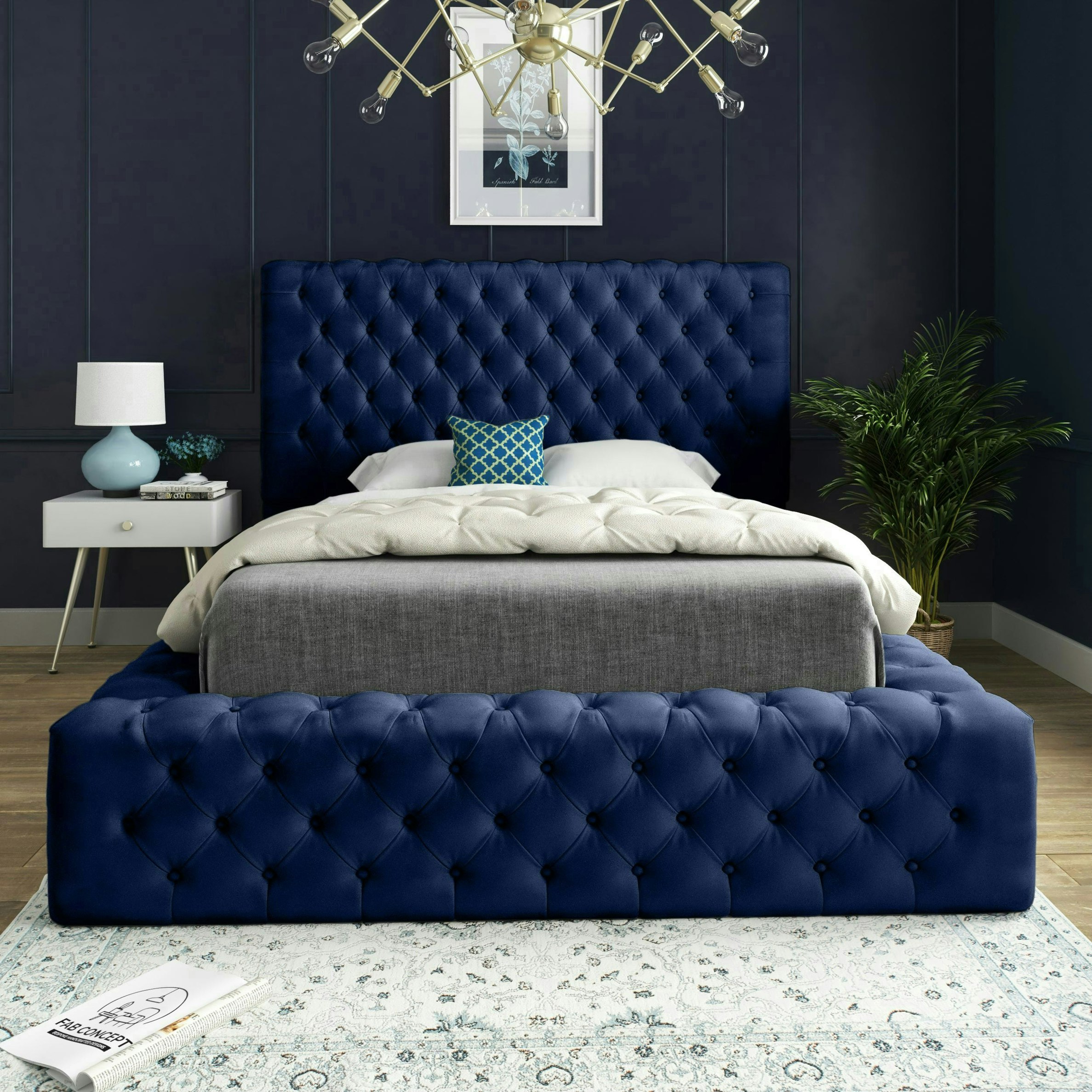 Rackhams Blue Cambridge Bed - Small Double - 4Ft