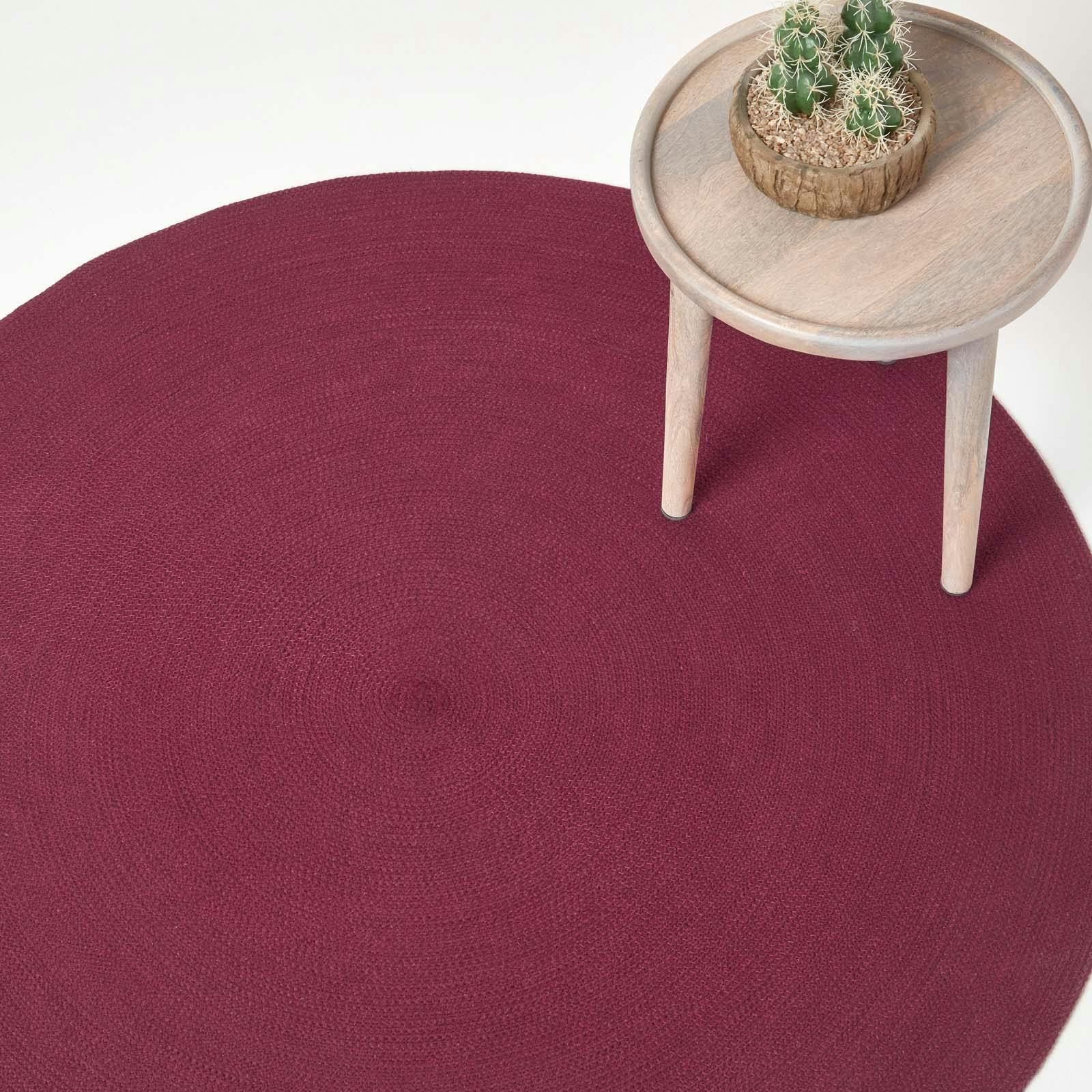 Homescapes Handmade Woven Braided Rug - Plum - 150 Cm Round