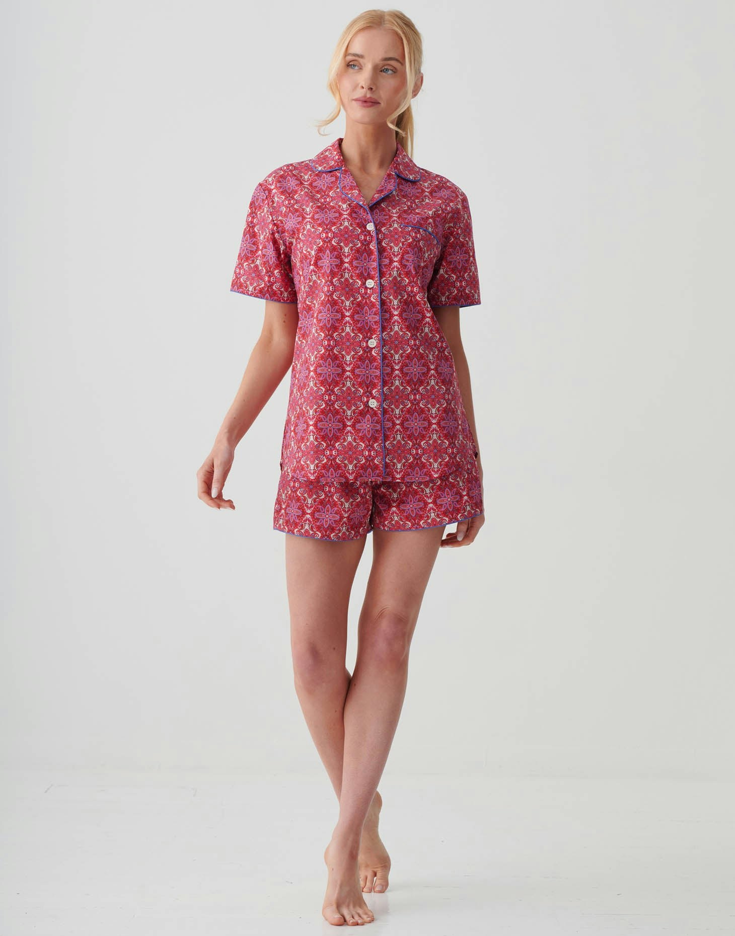 British Boxers Women's Crisp Cotton Short Pyjama Set – Byzantine Paisley - Medium