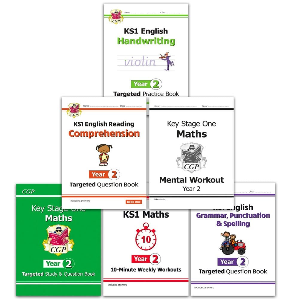 Cgp Books Year 2 Maths And English Home Learning Workbook 6 Books Bundle For Age 6 To 7 Ks1