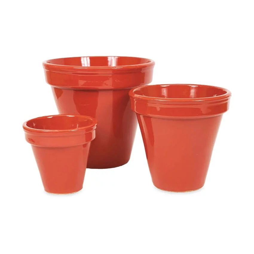 Rackhams Red Classic Plant Pots - Set Of 3 - 3 X Classic Pots - Terracotta