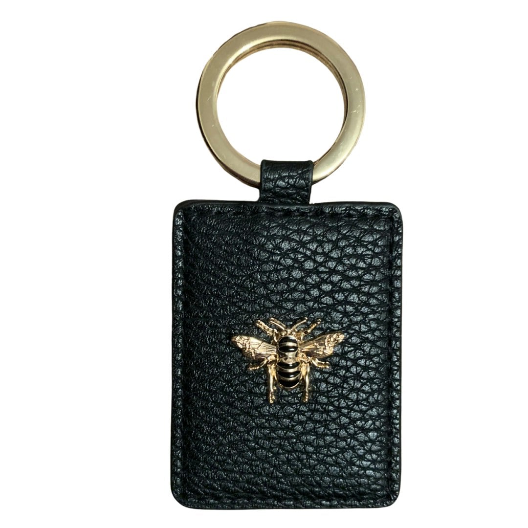 Alice Wheeler Gold/Black Vegan Leather Bee Keyring Bag Charm