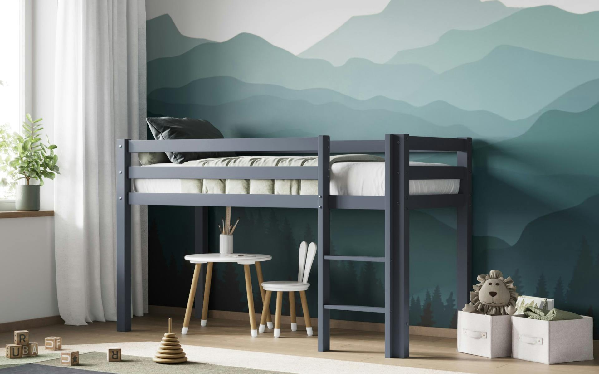 Flair Furniture Elara Shorty Midsleeper Bed - Grey - Kids - Extra Small - Image 2