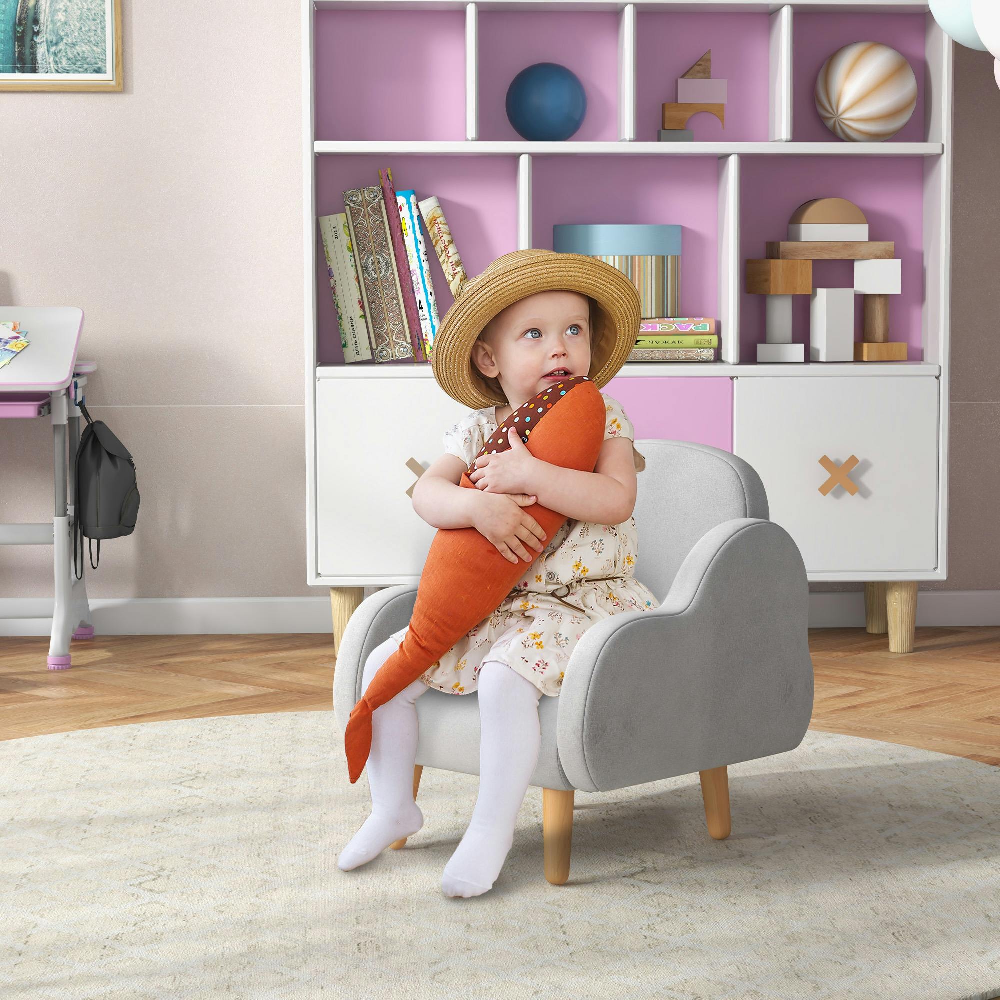 Rackhams Grey Cloud-Shaped Toddler Armchair, Kids Chair, 1.5-3 Years