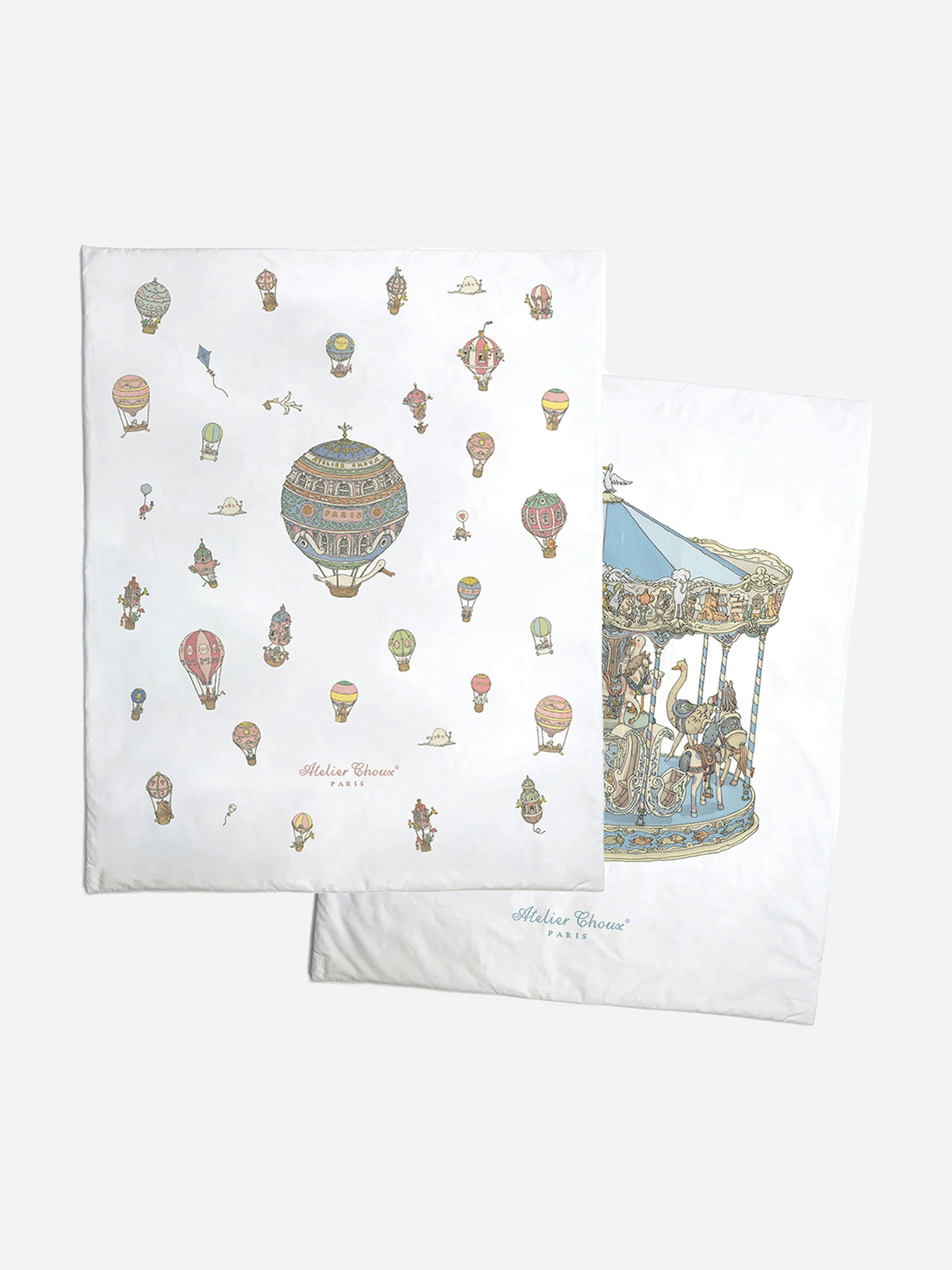 Atelier Choux Blue Baby Reversible Hot Air Balloons / Carousel Quilt In (130Cm) - One Size