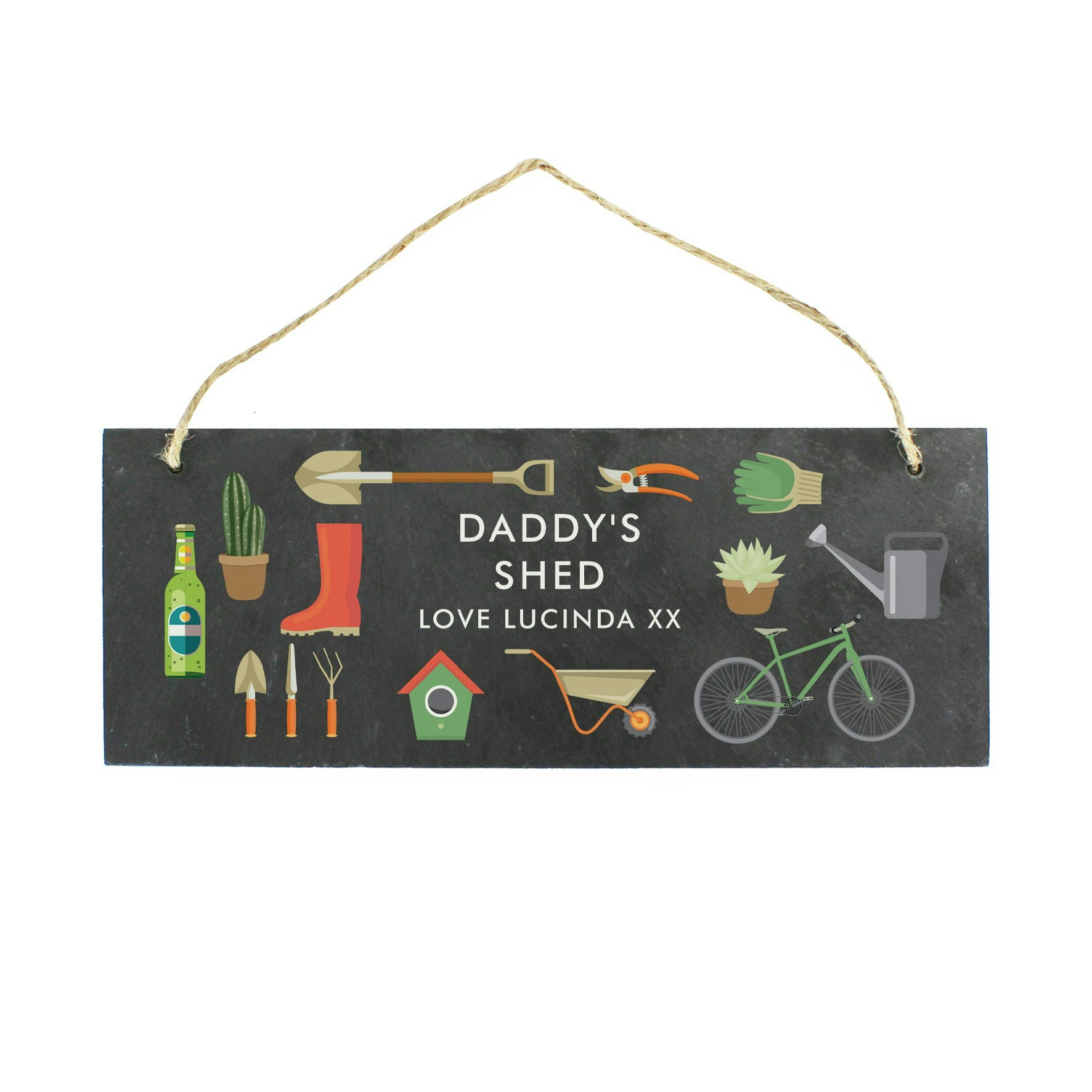 Rackhams Green/Gold Personalised Slate Garden Sign