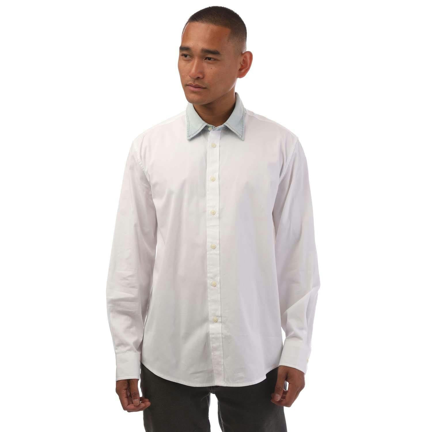 Diesel Men's White S-Holls Regular Shirt - S - 100% Cotton