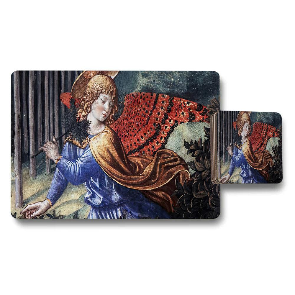 Rackhams Blue/Gold/Red Renaissance Artwork Placemat And Coaster Set For Dining Table Decor