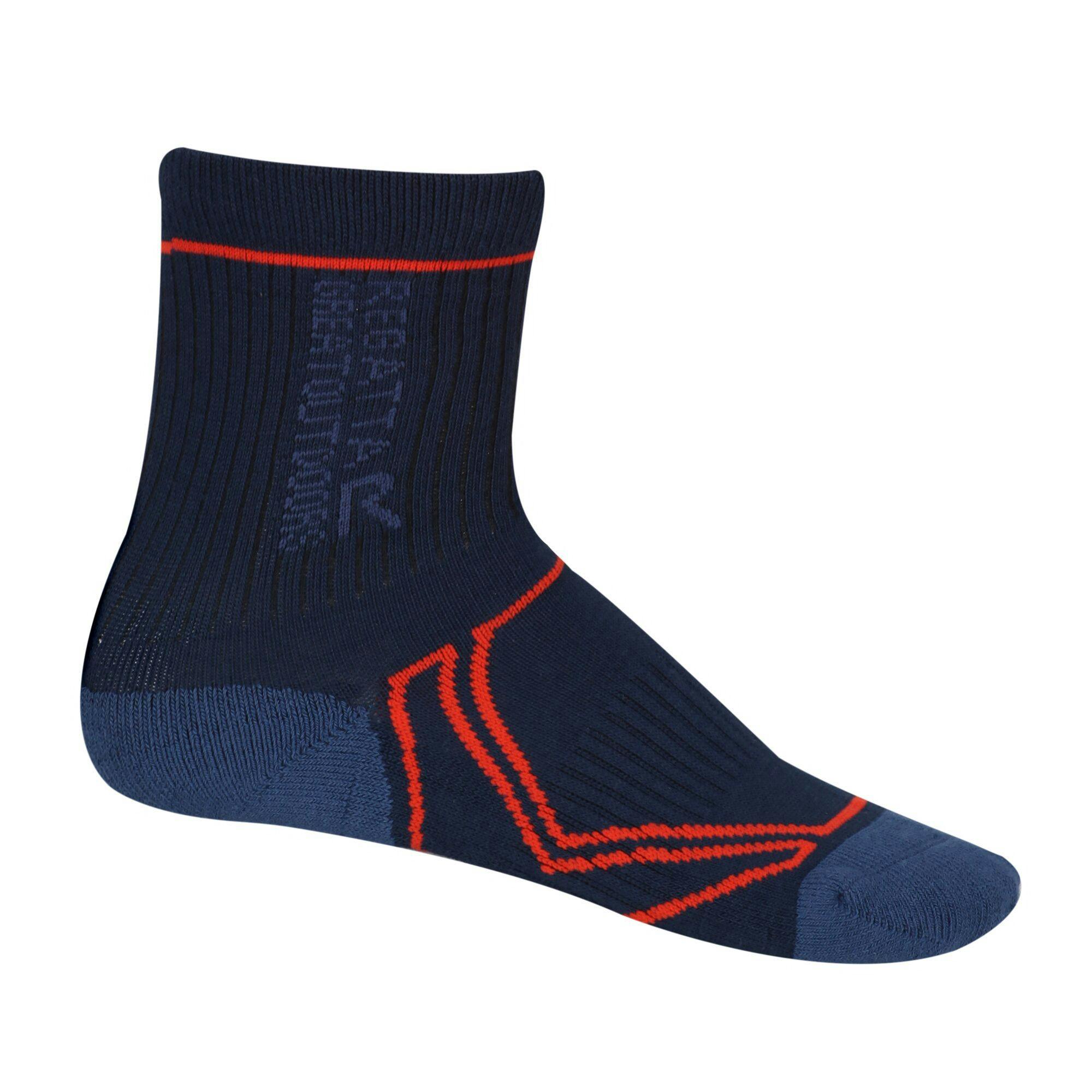 Regatta Amber Great Outdoors Kids 2 Season Coolmax Trek & Trail Socks - Navy/ Glow - Navy/ Glow - 3.5 Uk-5 Uk - 74% Coolmax/23% Polyamide/3% Elastane