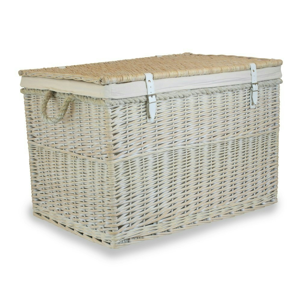 Rackhams White Large Wash Finish Storage Wicker Basket