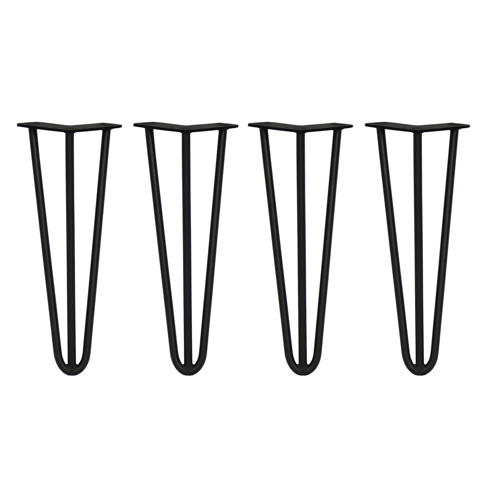Rackhams Black 4 X 14" Hairpin Legs - 3 Prong - 12Mm