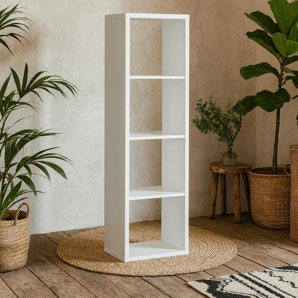 Wyld Haus White Shanghai Matt 4X1 Storage Unit 4 Shelves