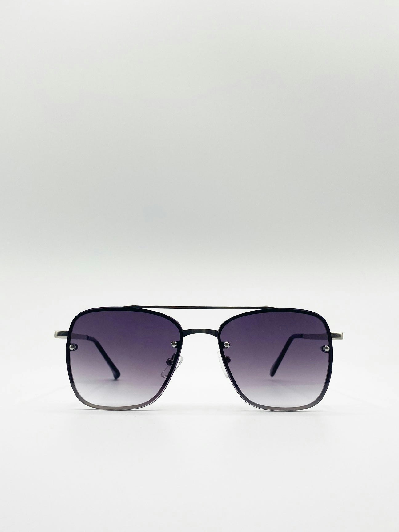 Svnx Silver Aviator Sunglasses With Metal Frames - One Size