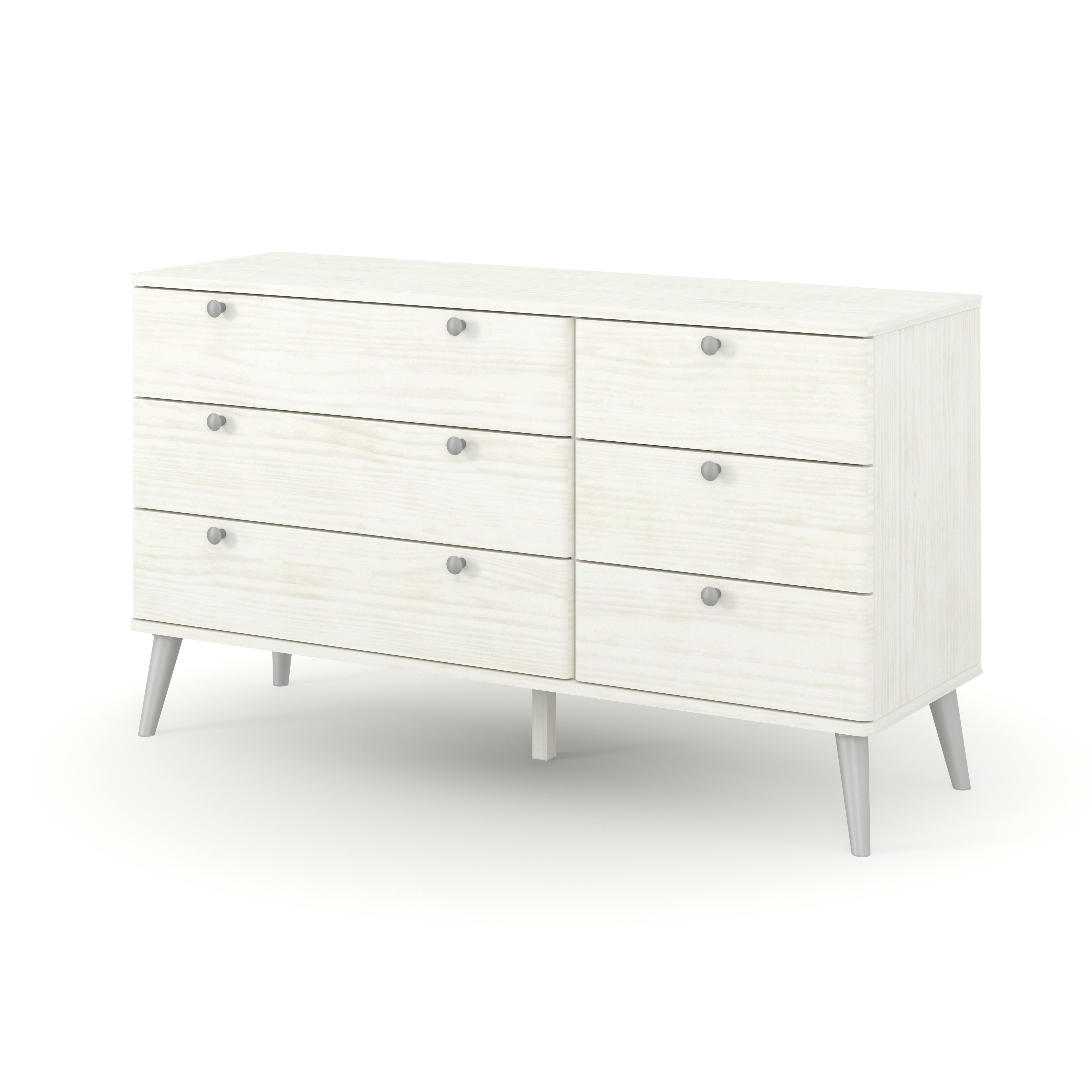 Core Products White Augusta Curve 3+3-Drawer Wide Chest Of Drawers