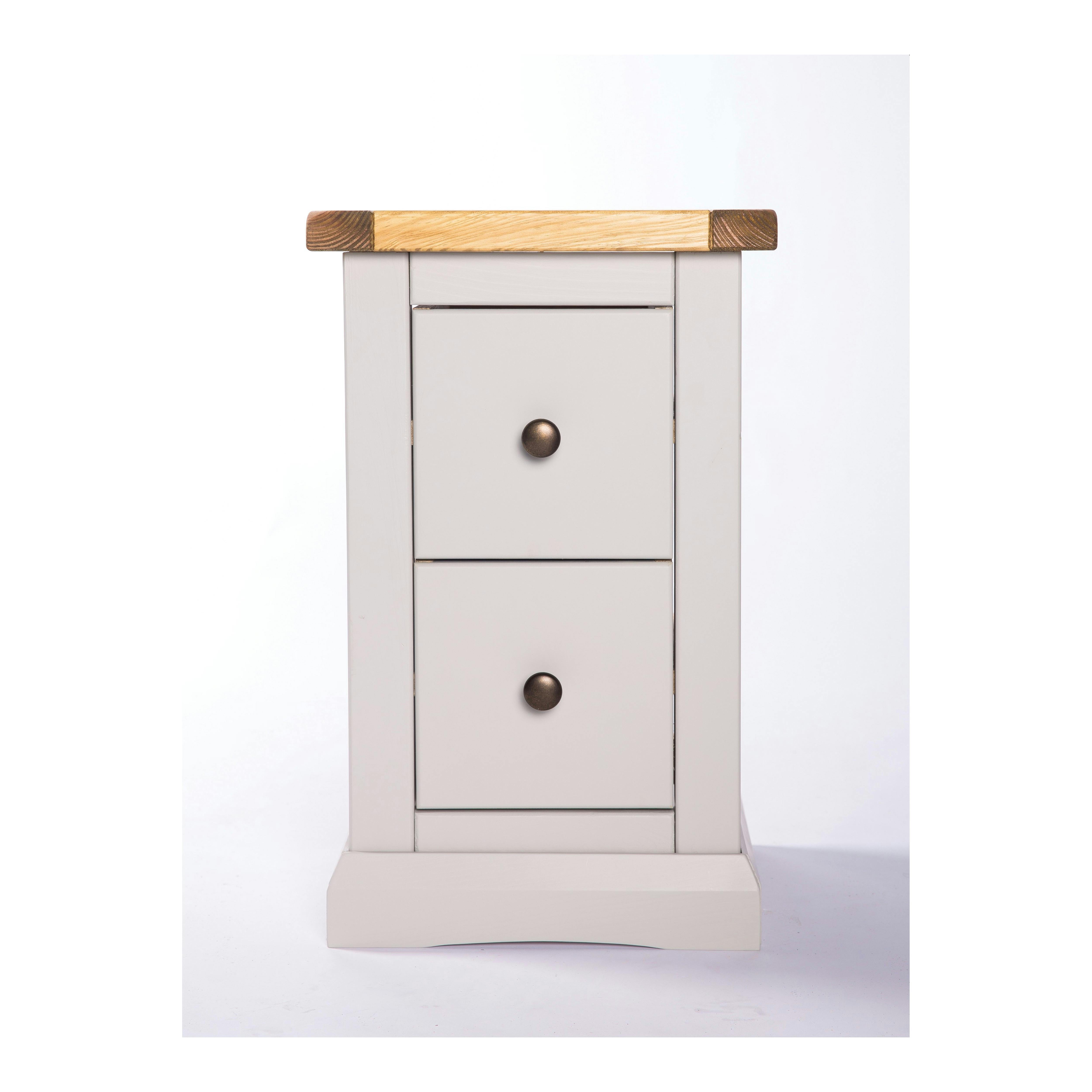 Cabinet Bits Light/Grey Loreo 2 Drawer Petite Bedside Table