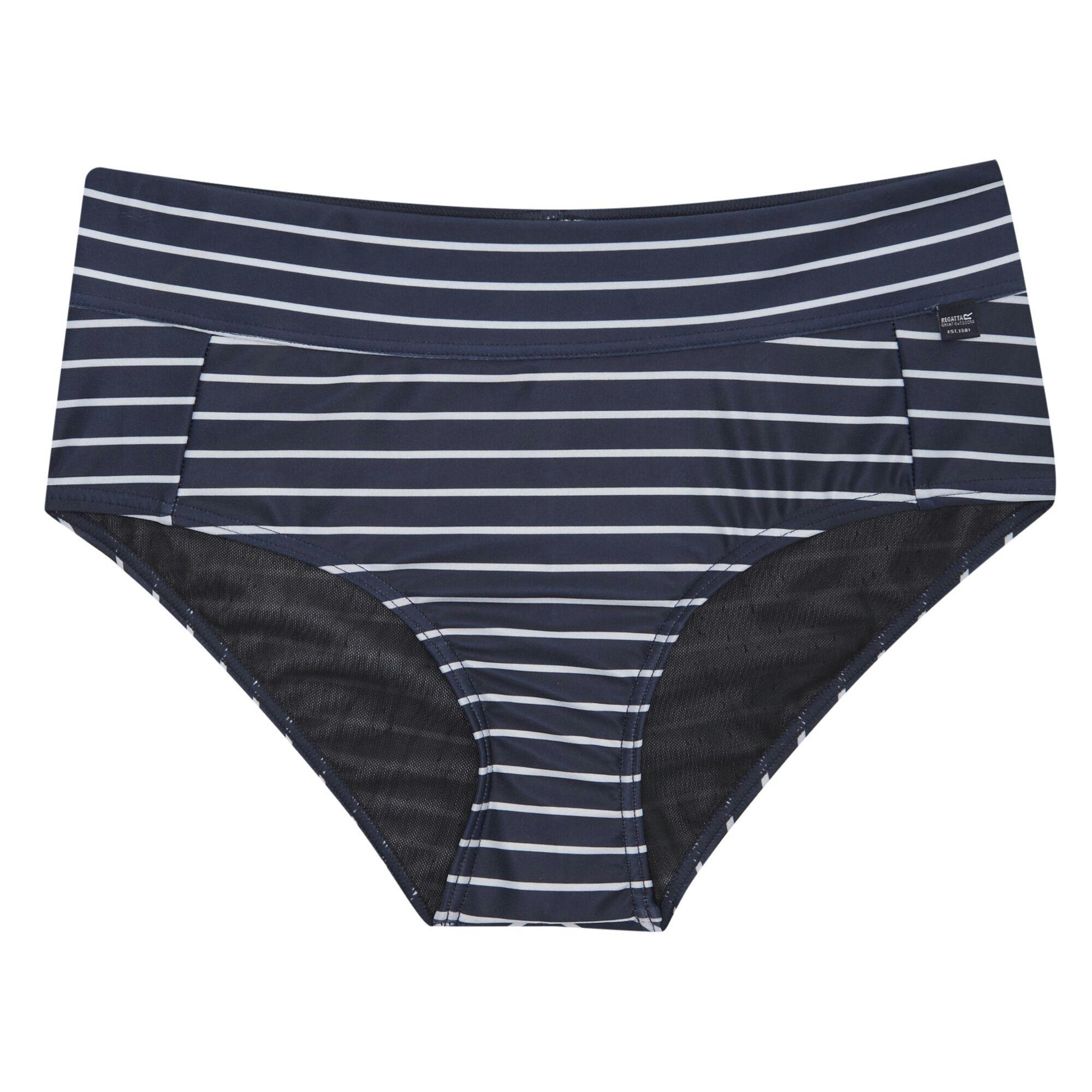Regatta Women's White Paloma Striped Swim Briefs - Navy/ - 18 Uk - Navy/ - 85% Recycled Polyester/15% Elastane