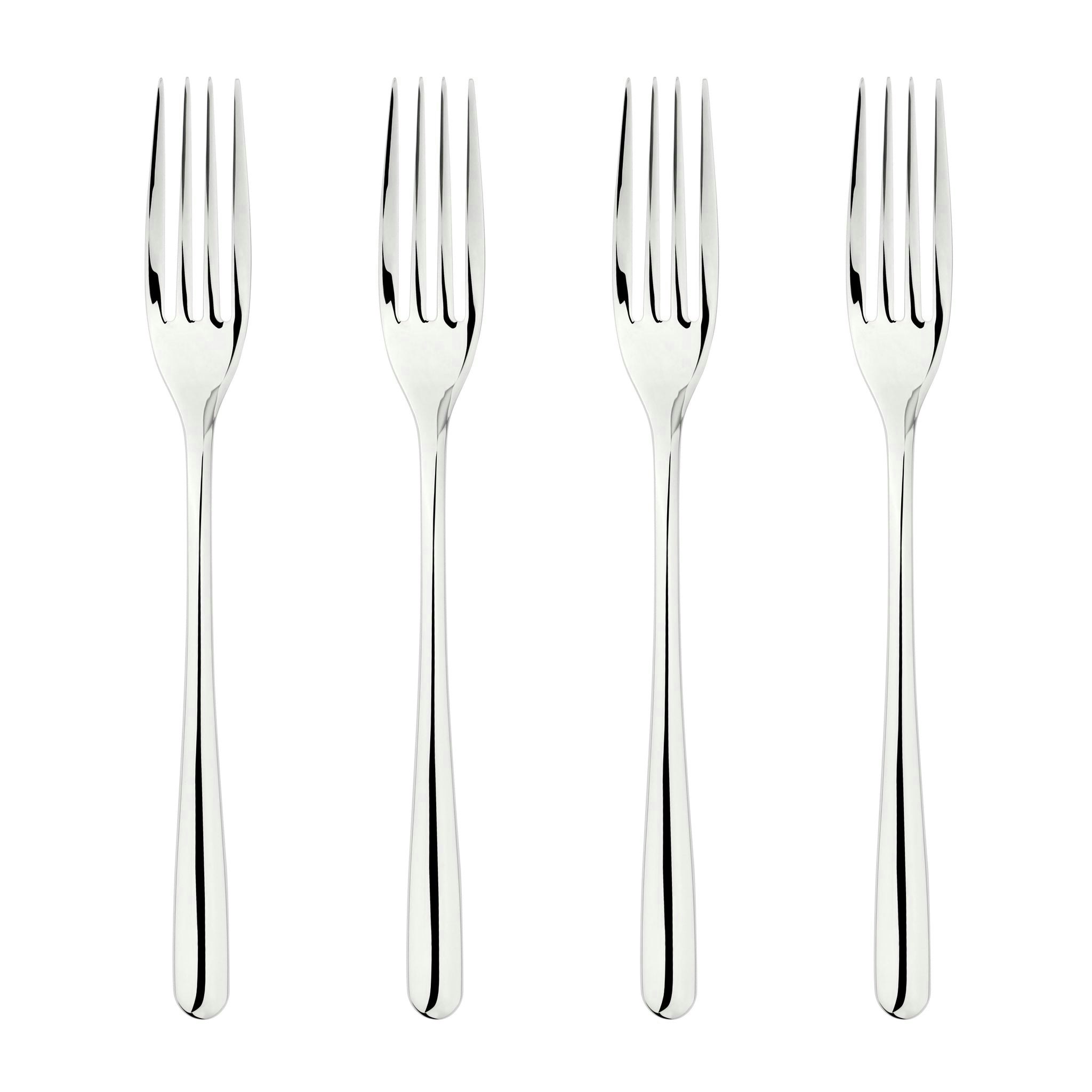 Glim & Glam Silver Cutlery 18/8 Stainless Steel Dinner Fork 4Pc Set Sphere - Stainless Steel - Dinner Fork