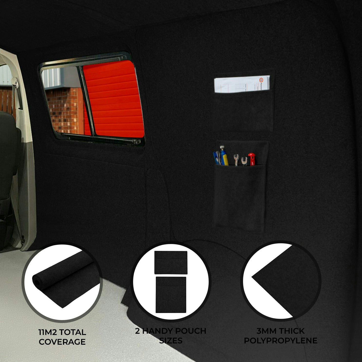 Monstershop Black Van Carpet Lining & Storage Pouches