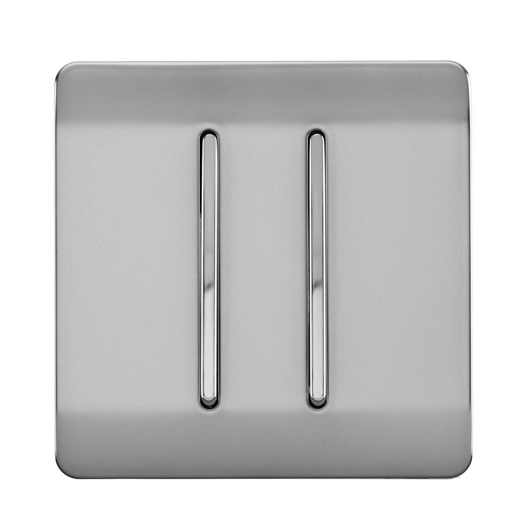 Trendi Switch Light 2 Gang 1 Or 2 Way Rocker Switch In Brushed Steel - Image 8
