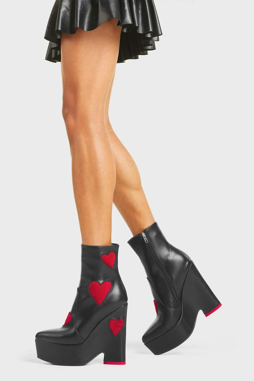 Lamoda Women's Black/Dark/Red Copacetic Pu Chunky Platform Heels Elegant - Uk5