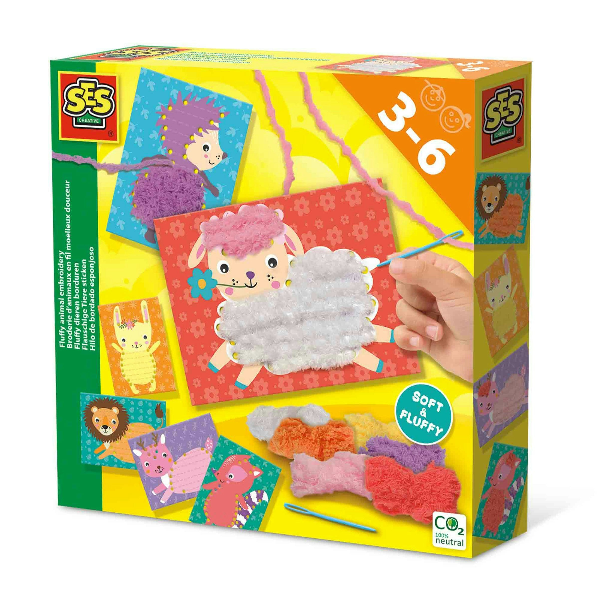 Ses Creative Yellow/White/Purple Fluffy Animal Embroidery