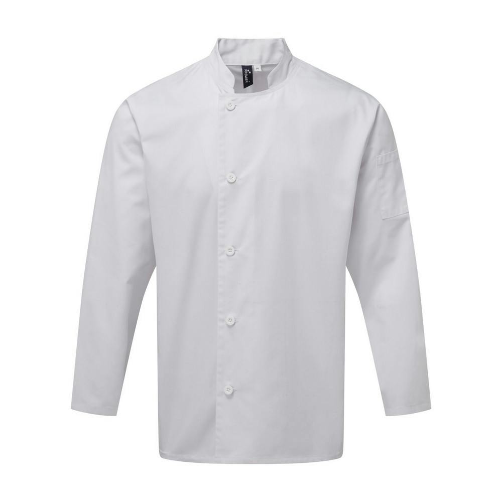 - Premier Unisex Adults Chefs Essential Long Sleeve Jacket - Image 2