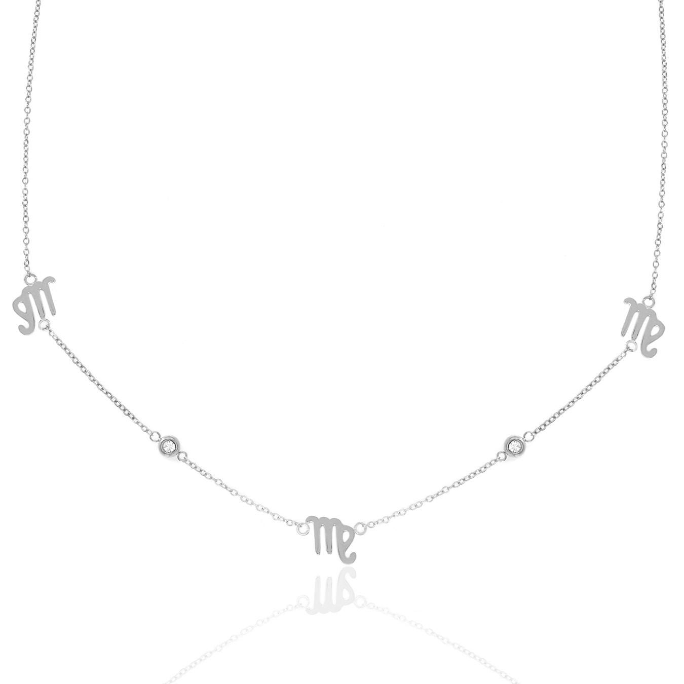 Say It With Silver/Yellow/Gold Virgo Necklace With Cz Stones - Plated