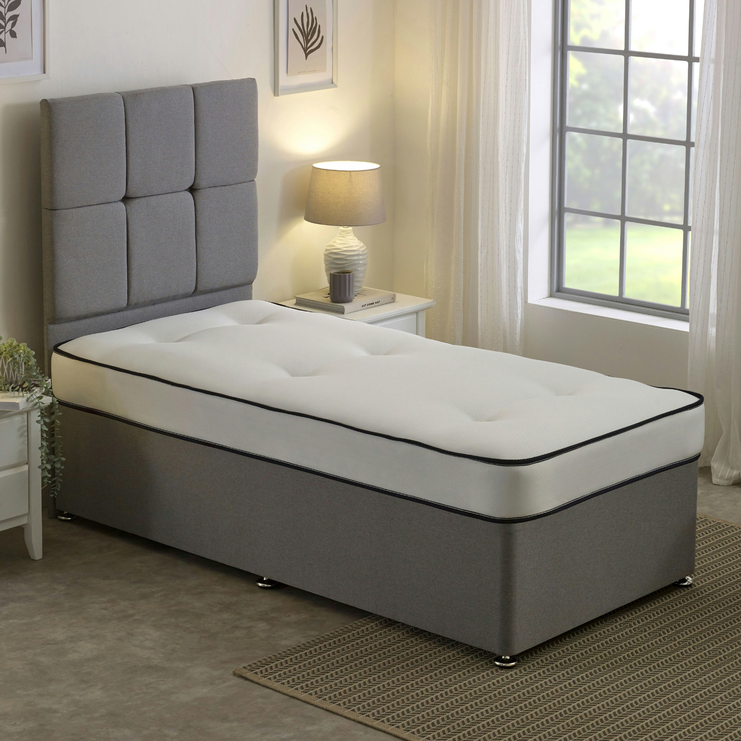 Rackhams White Damask Easyclean Double Life Dual Sided Tufted Mattress - 1 - 3Ft Single Mattress (90Cm X 190Cm)