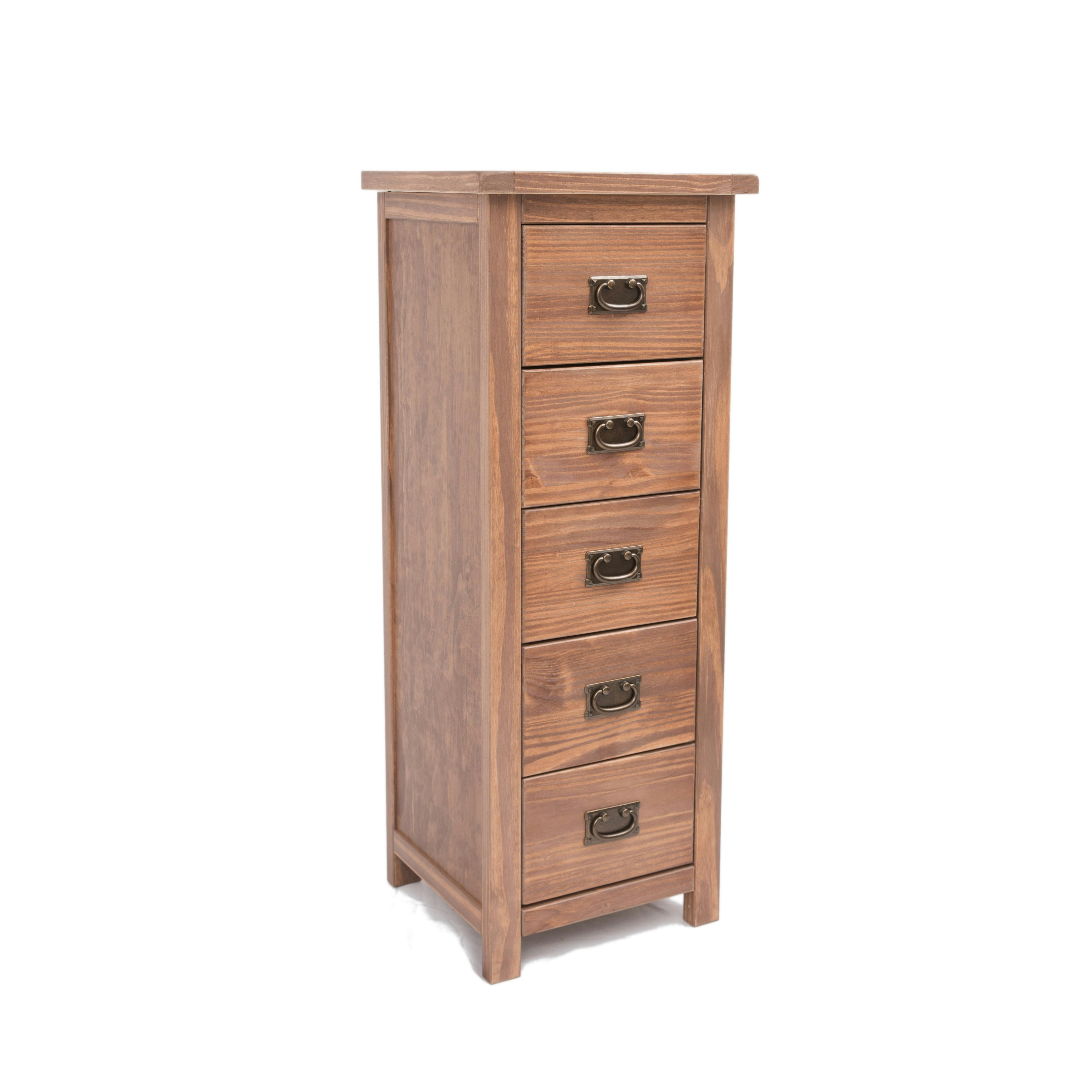 Cabinet Bits Brown Padua 5 Drawer Narrow Chest Of Drawers Bras Drop Handle