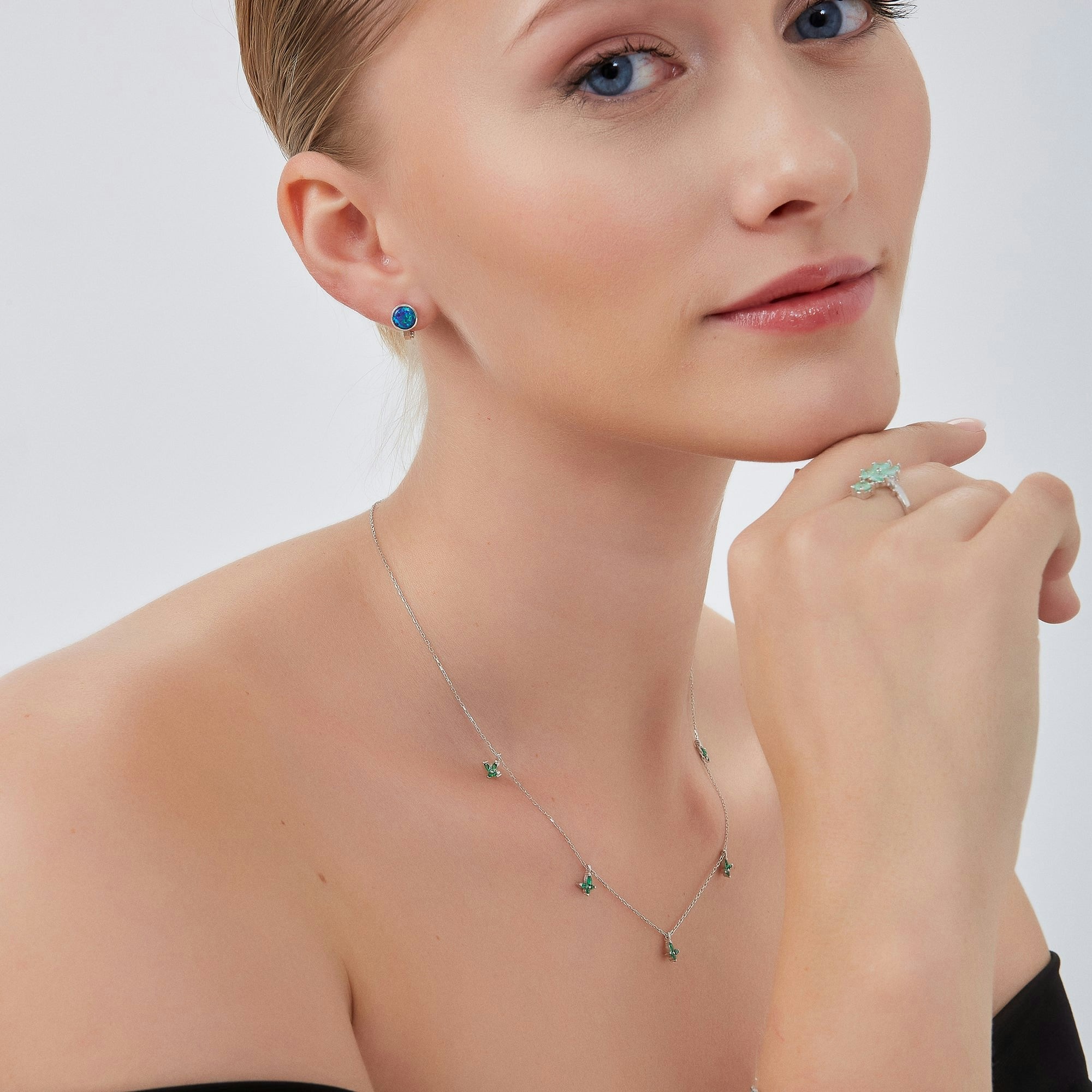 Spero London Green/Silver Butterfly Sterling Charm Necklace