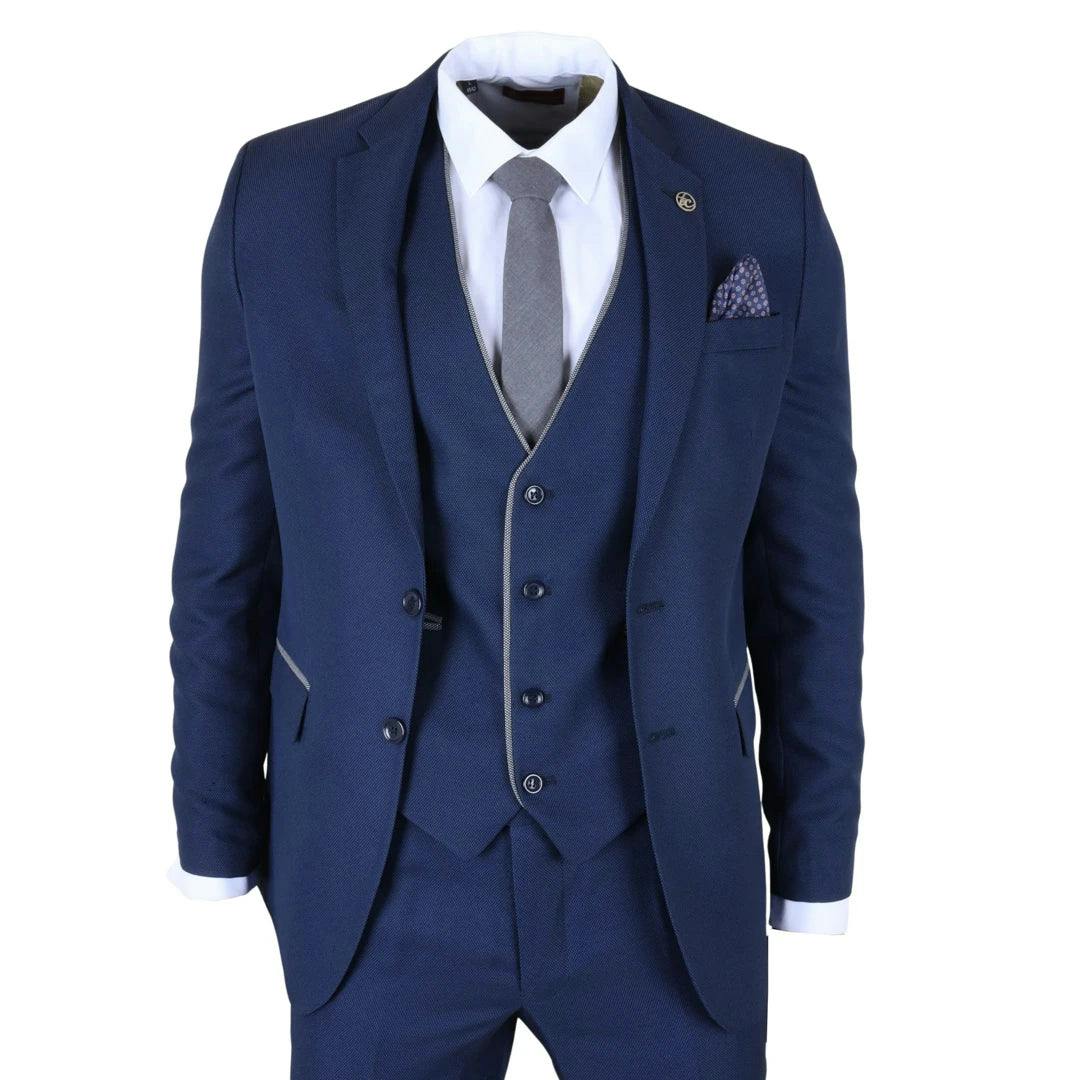 Truclothing Men's Blue Im49 - 3 Piece Tailored Fit Suit - 36" Jacket 30" Trousers