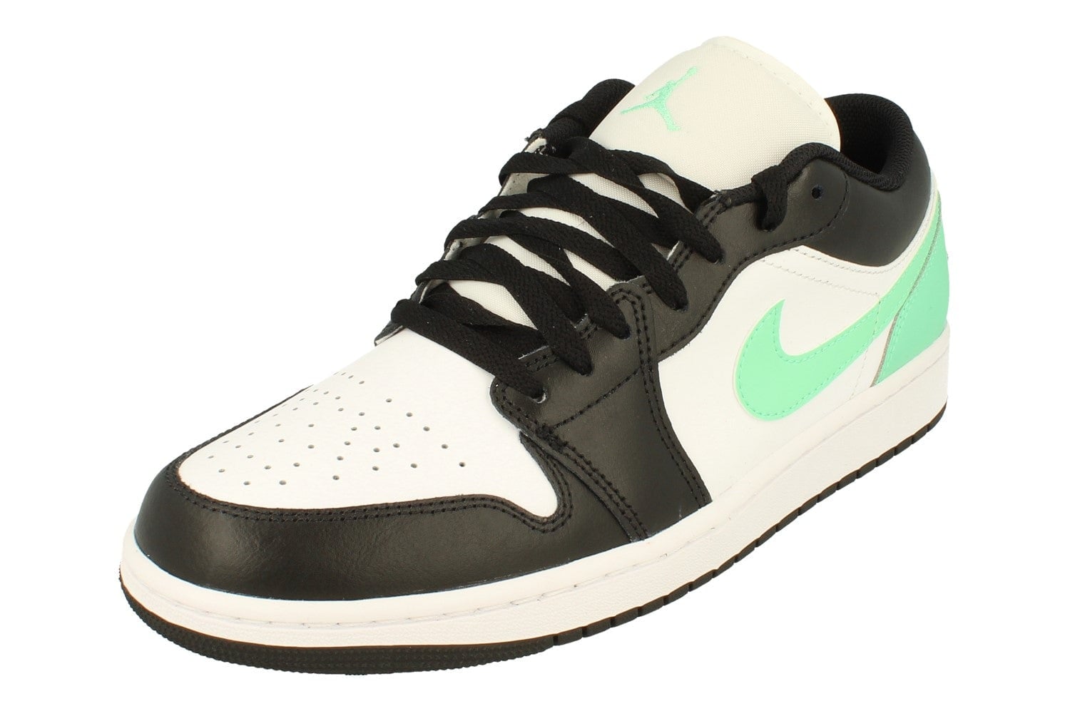 Nike Men's White/Black/Green Air Jordan 1 Low Trainers 553558 131 - Uk 10.5 | Us 11.5 | Eu 45.5