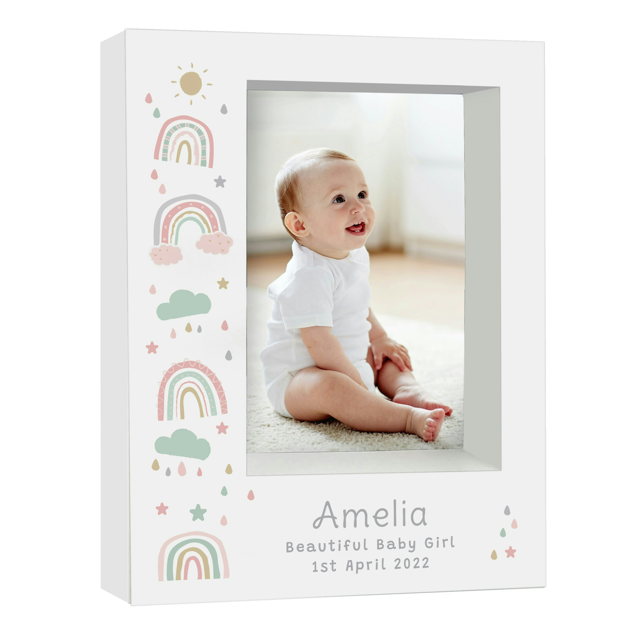 Rackhams Personalised Rainbow 5X7 Box Photo Frame