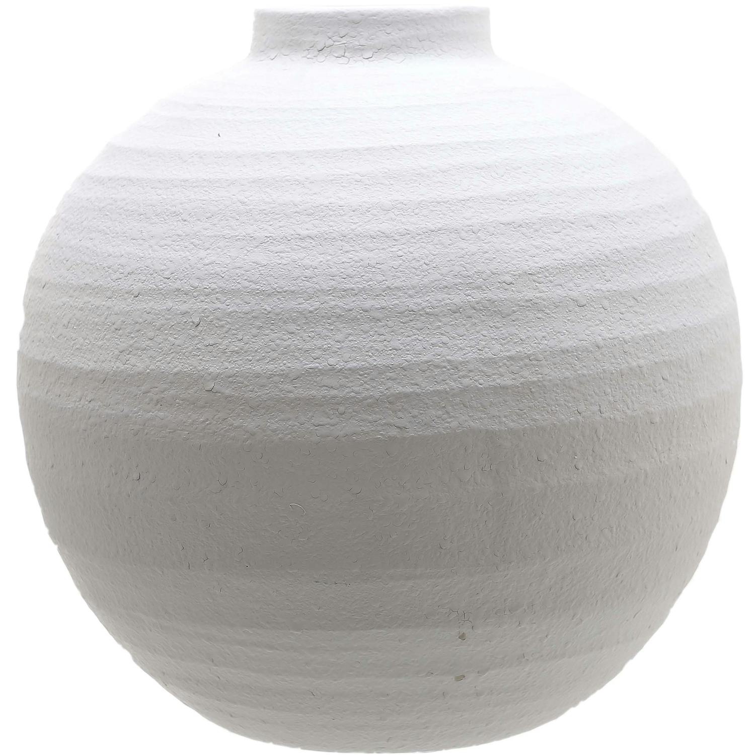 Rackhams White Tiber Ceramic Matte Vase - 36Cm X 36Cm X 36Cm - 100% Mixed