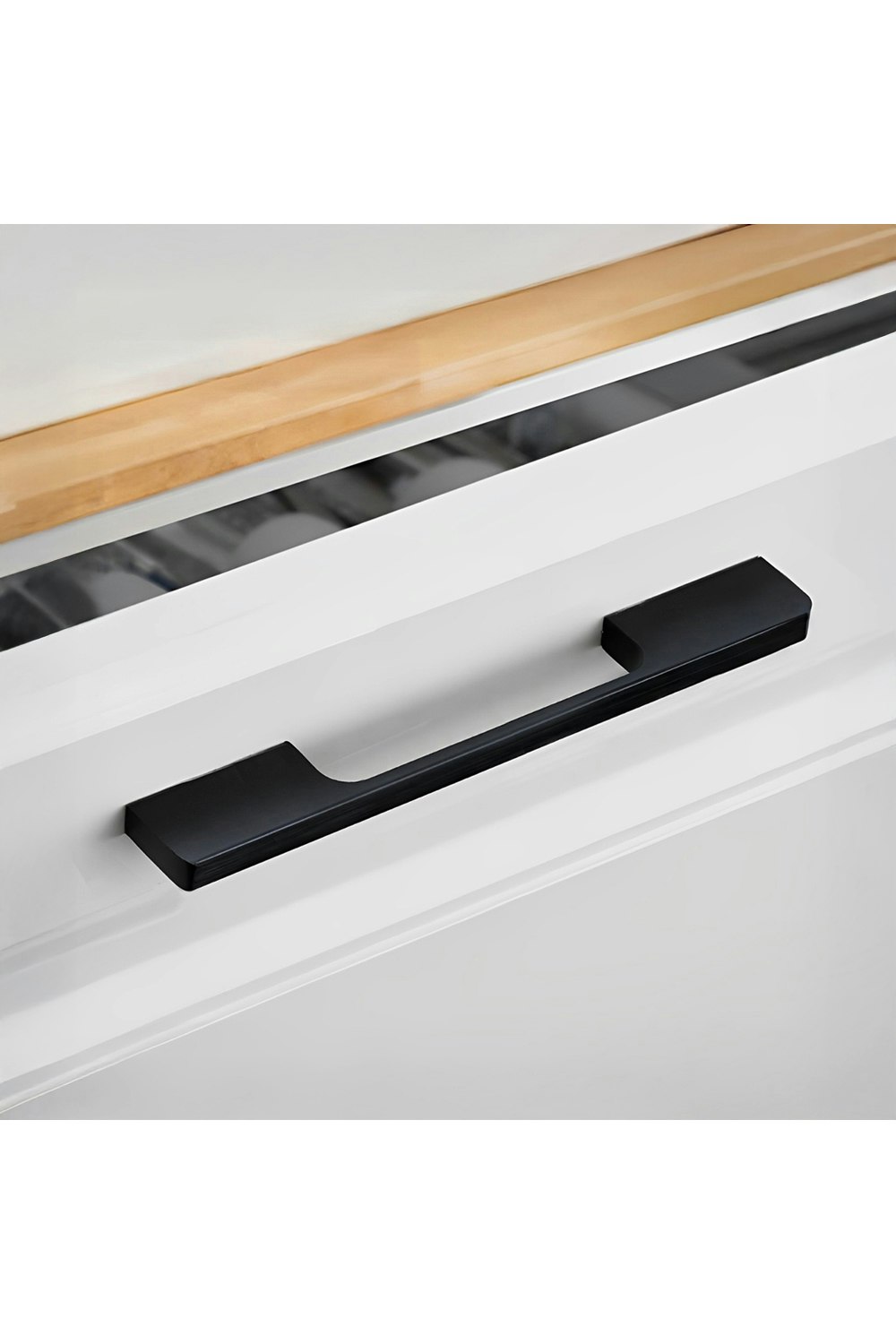 Rackhams Black 2Pcs Matte Cabinet Handles Aluminum Drawer Pulls Kitchen Cabinet Door Handles, 160Mm(6.3 Inch) Hole Center