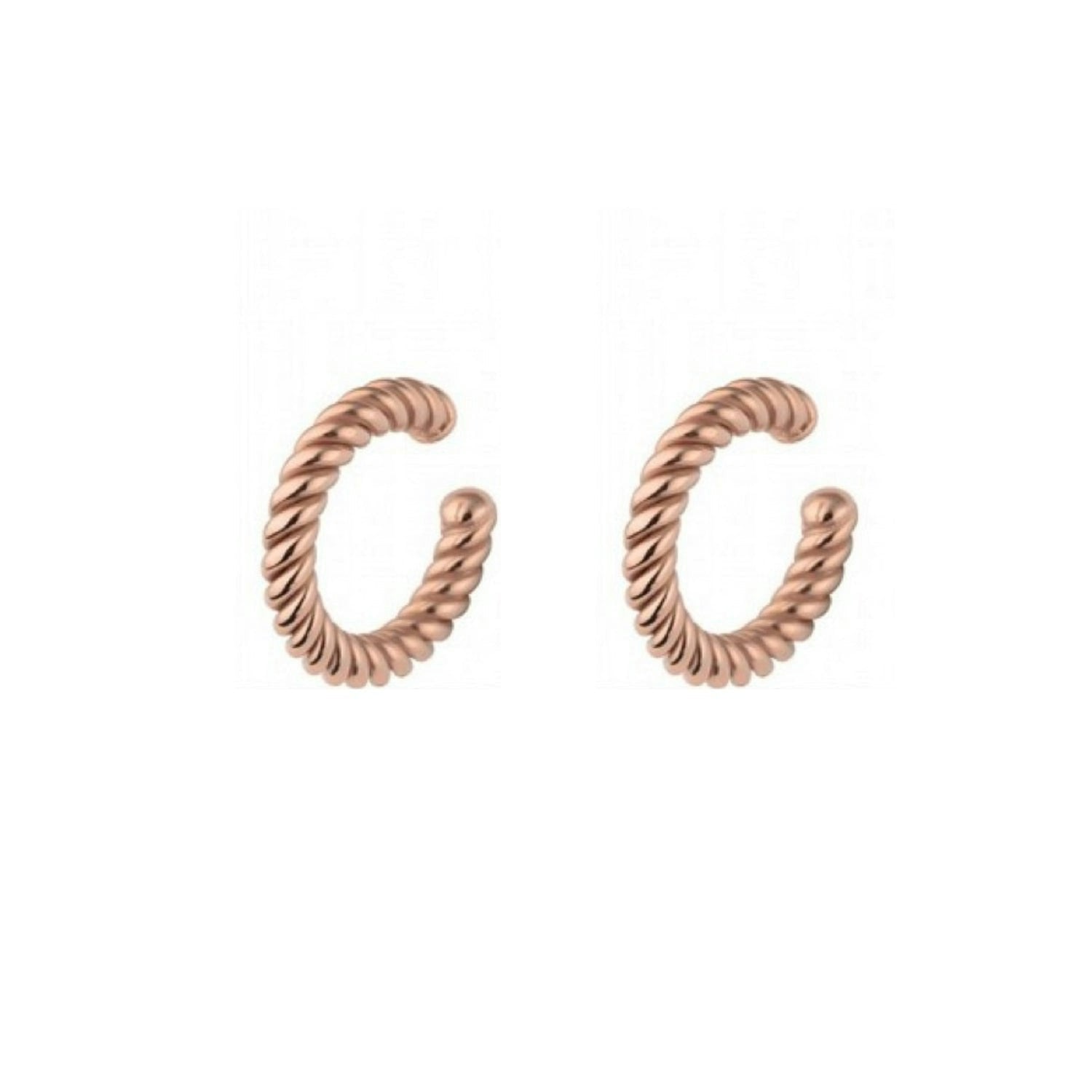 Spero London Silver/Gold Twisted Sterling Ear Cuff No Piercing - Pair - Rose - Rose