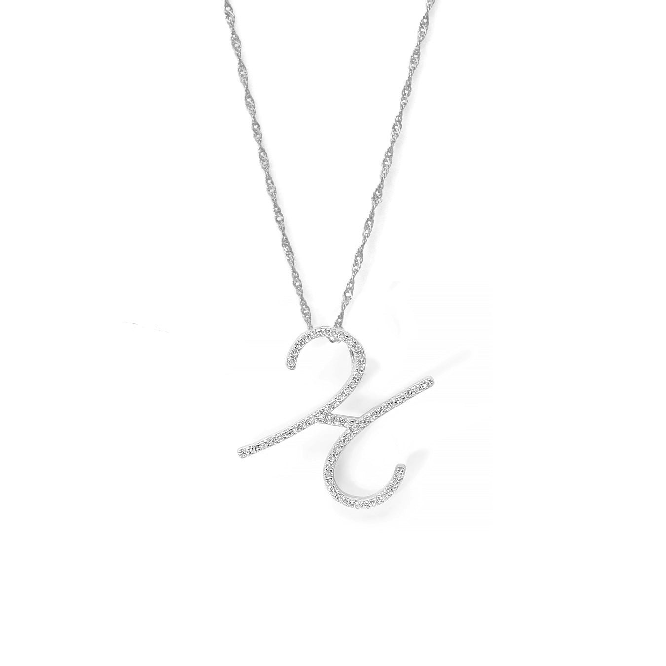 Say It With Silver Luxe Cz Initial Necklace - Sterling - H