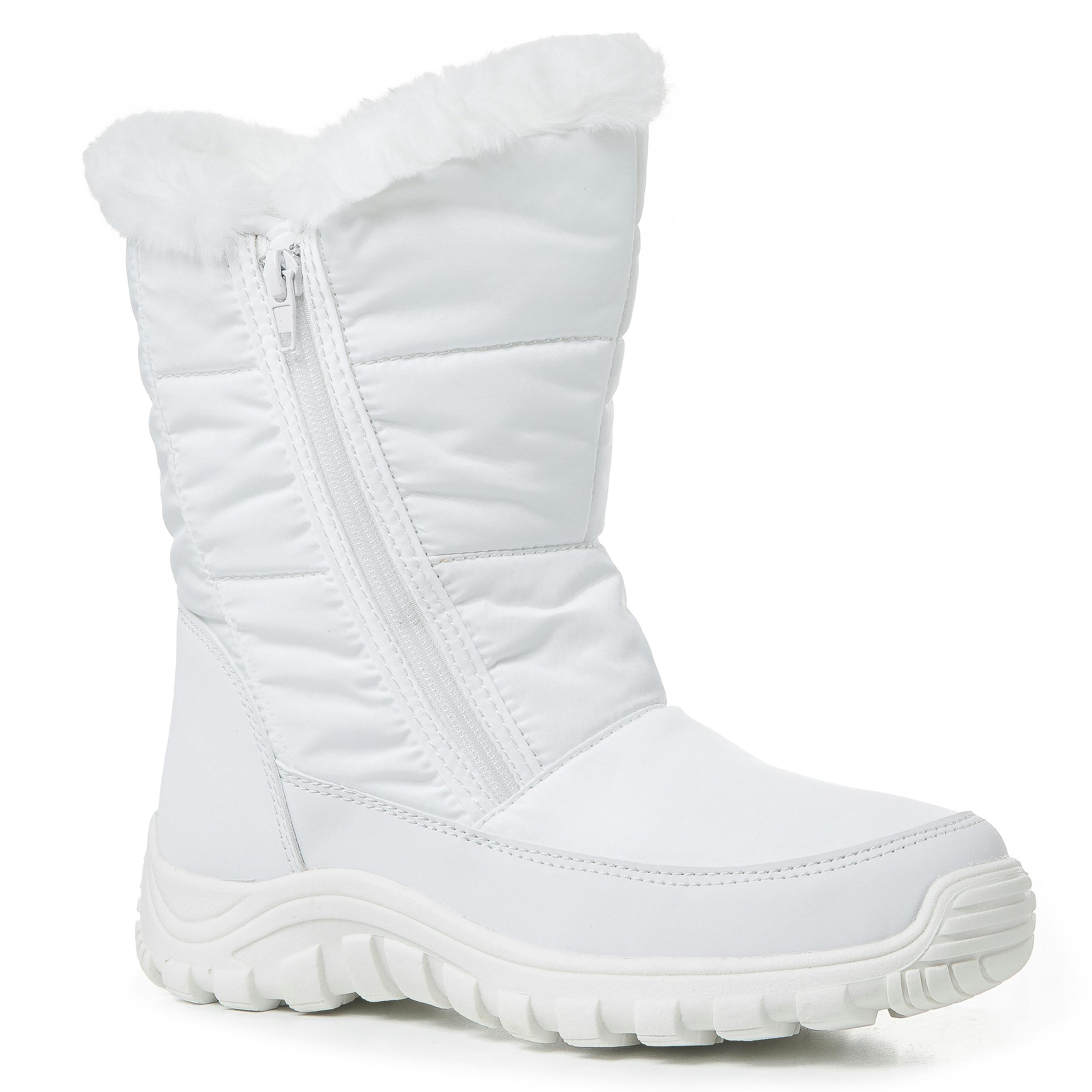 Viva Women's White Polar Memory Foam Twin Zip Waterproof Faux Fur Snow Boots - 4