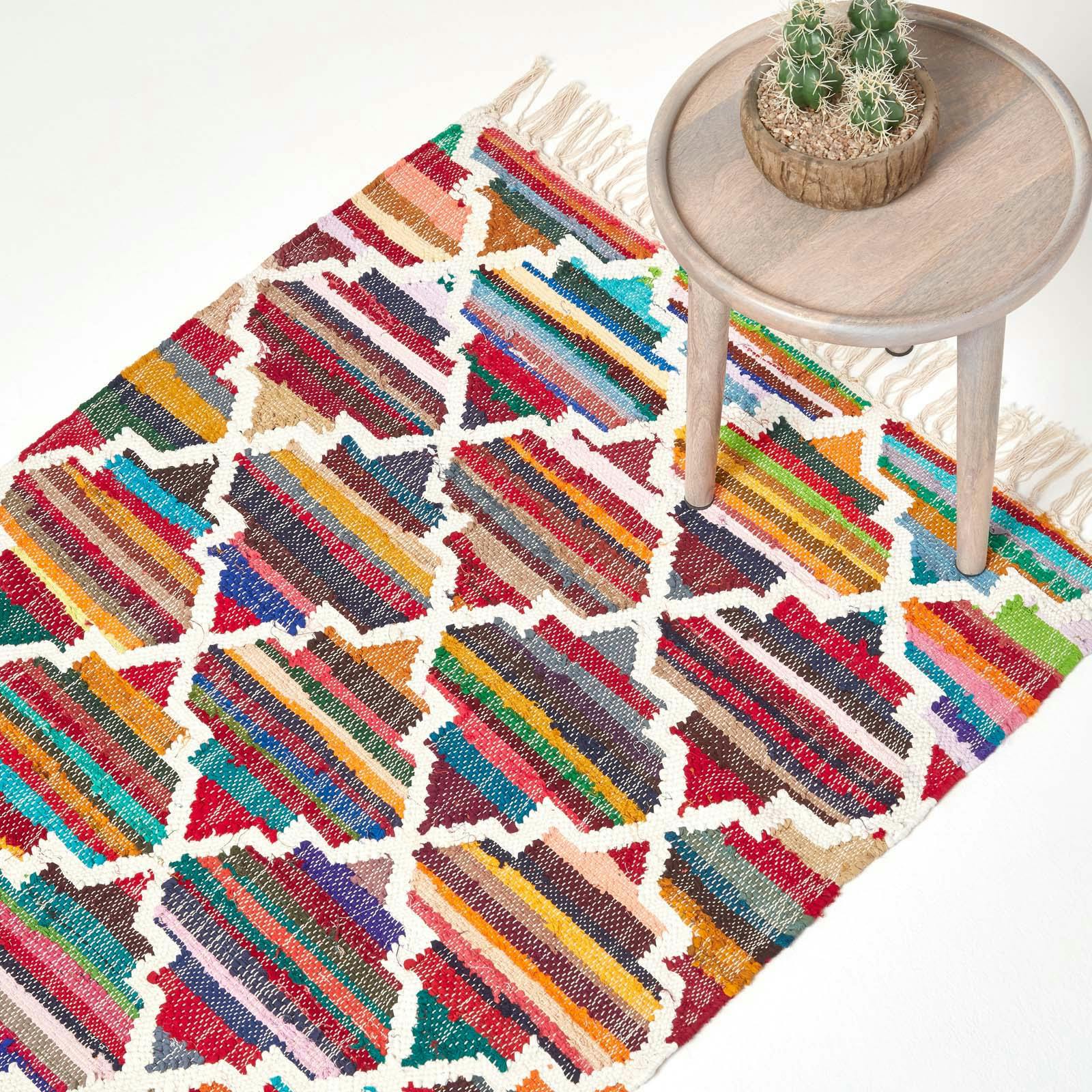 Homescapes White Amsterdam Handwoven Cotton Chindi Kilim Rug - 90 X 150 Cm
