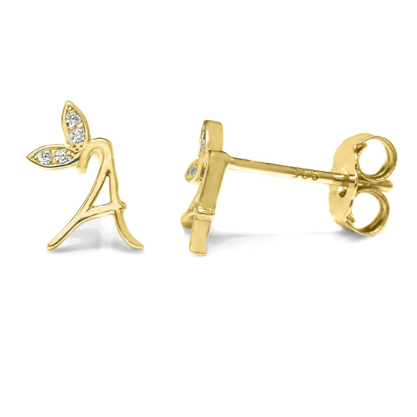 Say It With Yellow/Gold Winged Initial Earrings - Plated - A