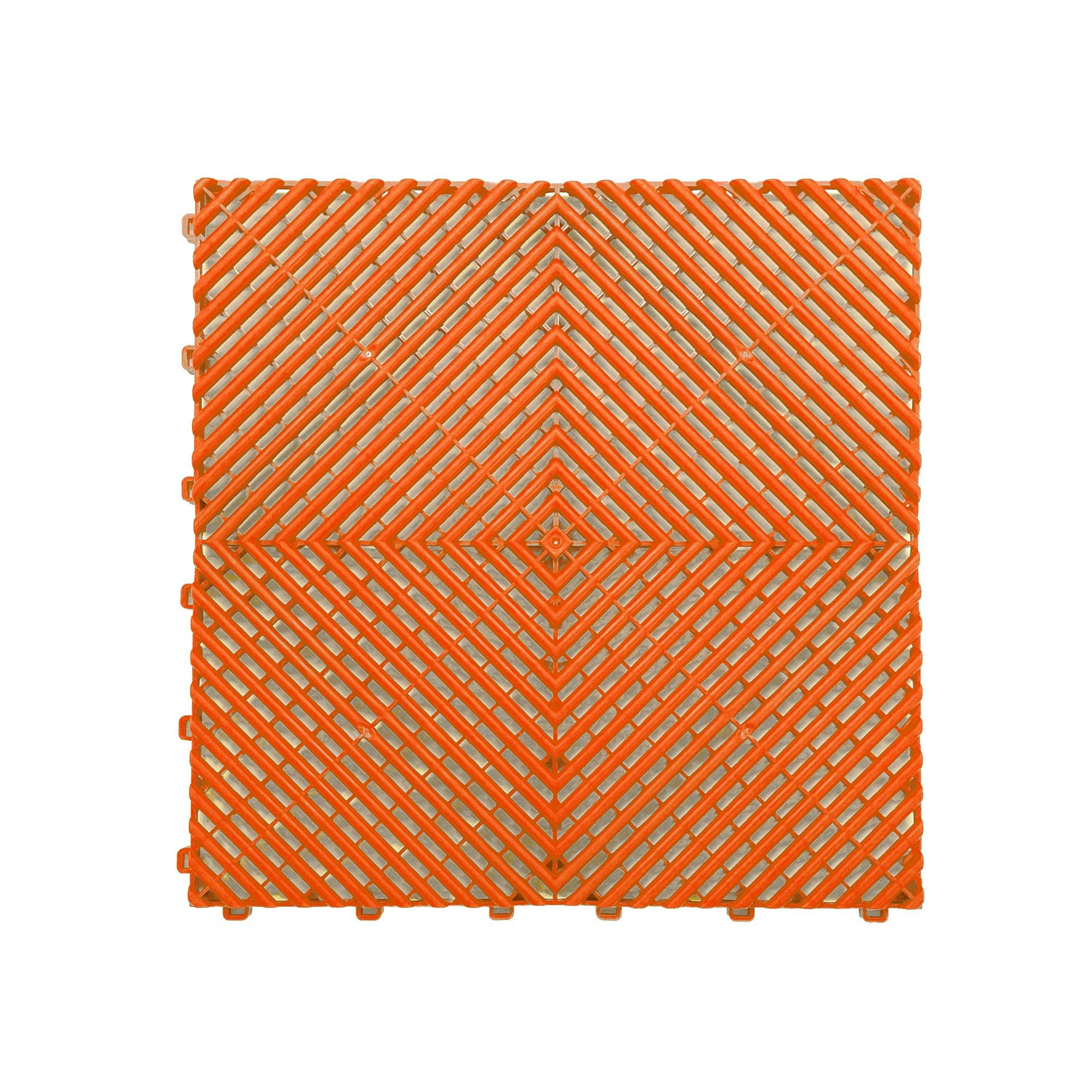 Rackhams Orange Modular Interlocking Ribbed Vented Garage Floor Tiles