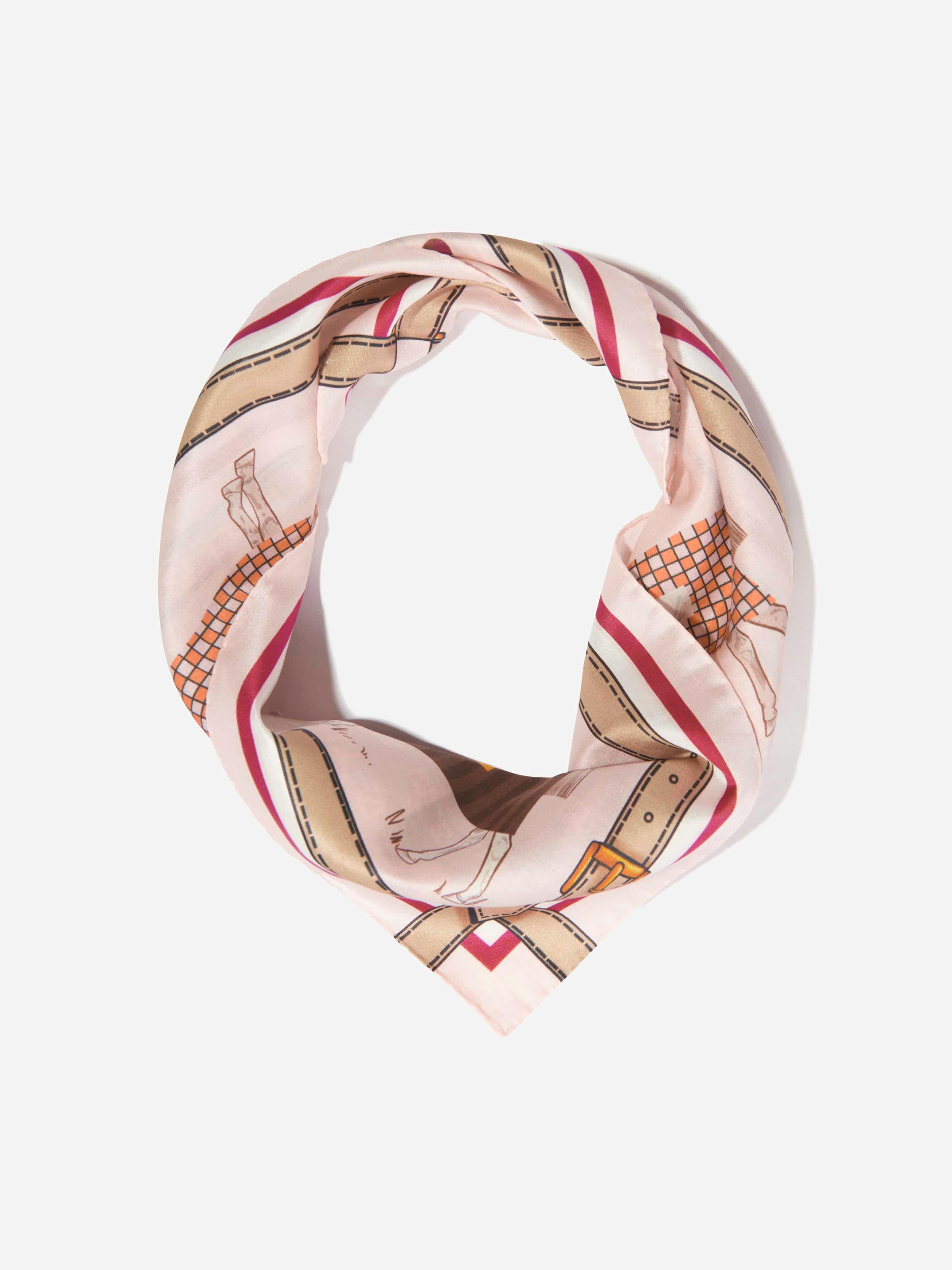Fendi Kids Girls Pink Fendi Silk Horse Print Scarf In (60Cm) - One Size
