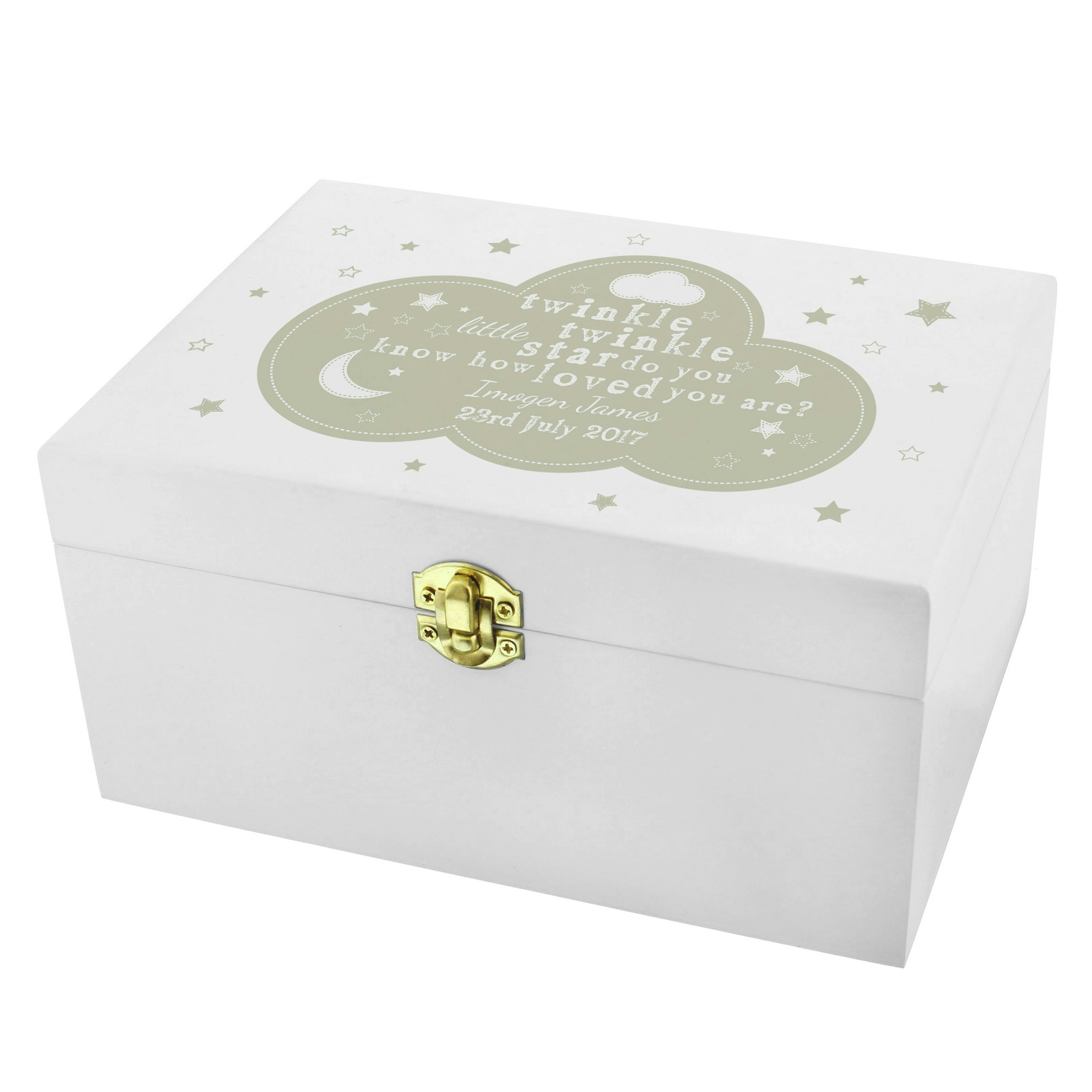 Personalised Memento Company White Personalised Twinkle Twinkle Wooden Keepsake Box