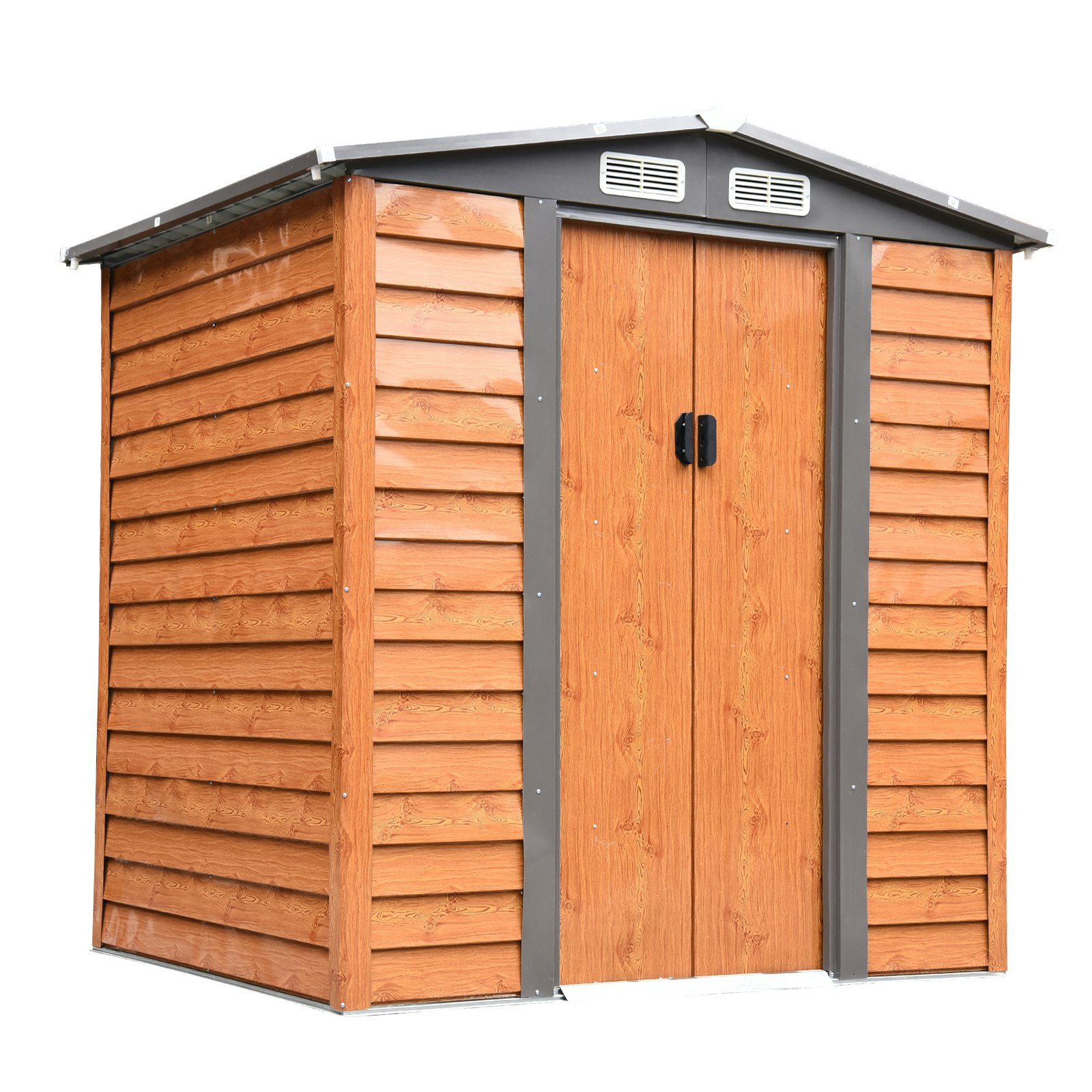 Rackhams Grain 6.5X5.2ft Garden Shed Wood Effect Tool Storage Sliding Door Wood